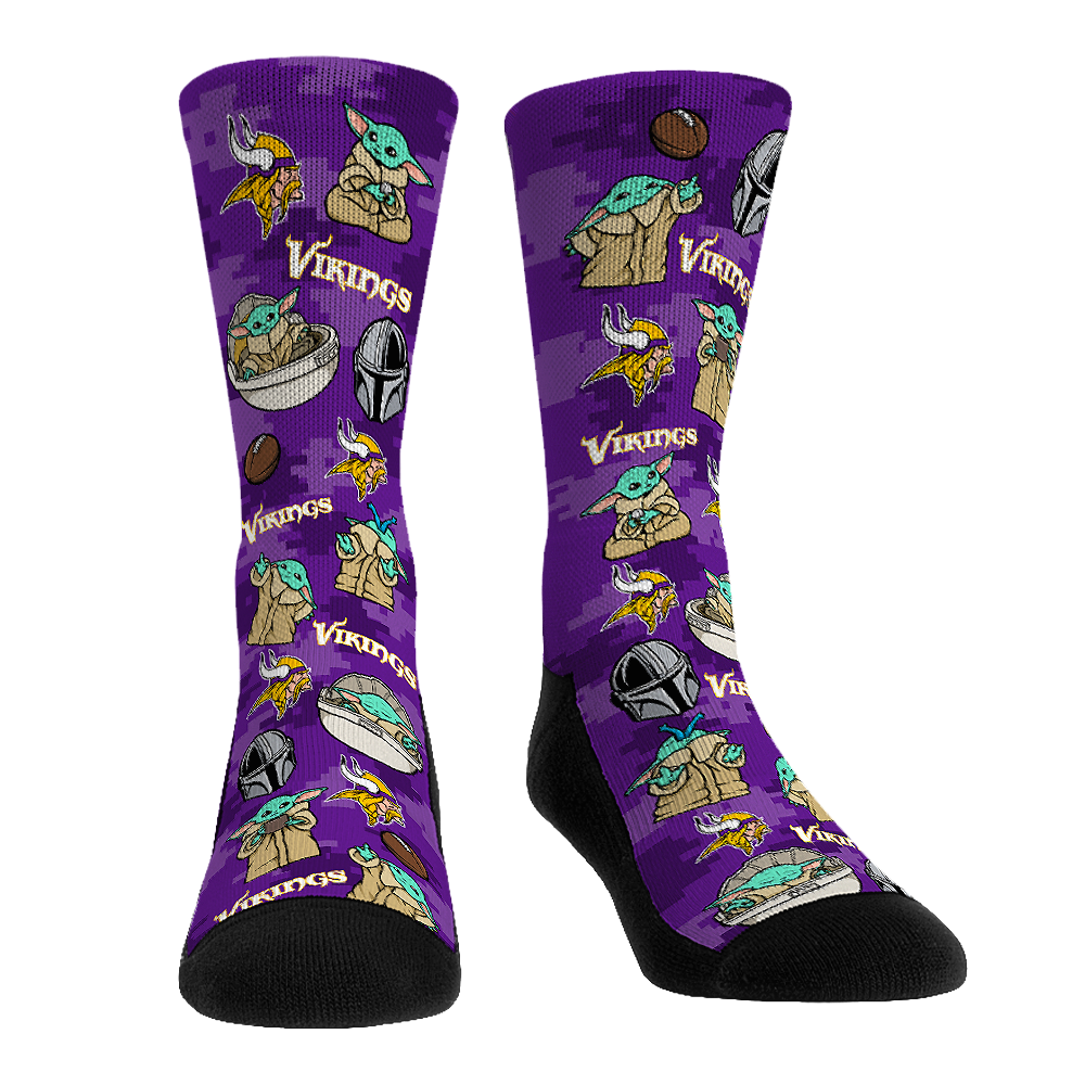 Minnesota Vikings - Star Wars  - Grogu All-Over | Rock 'Em Socks 1
