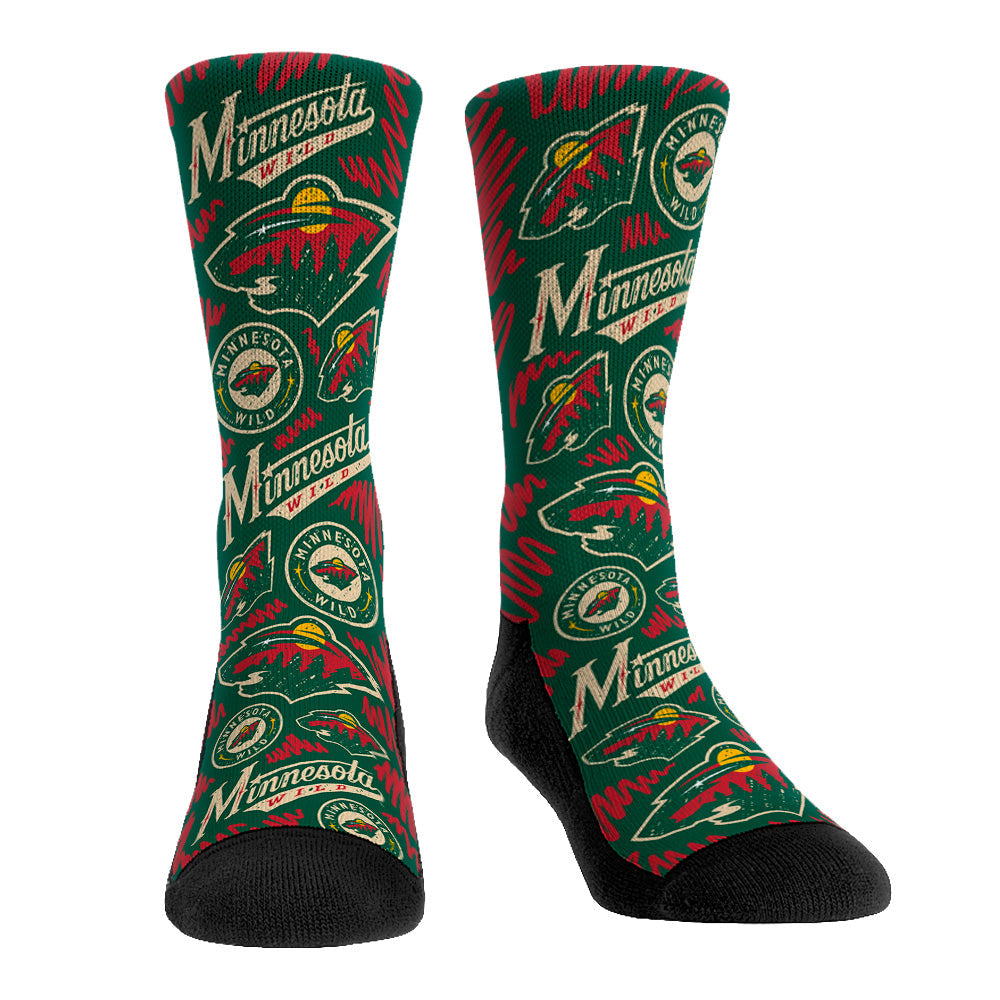 Minnesota Wild - Logo Sketch | Rock 'Em Socks