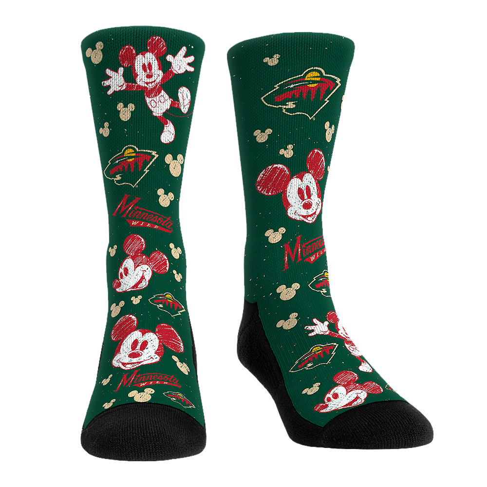 Minnesota Wild - Disney - Mickey Sketch | Rock 'Em Socks