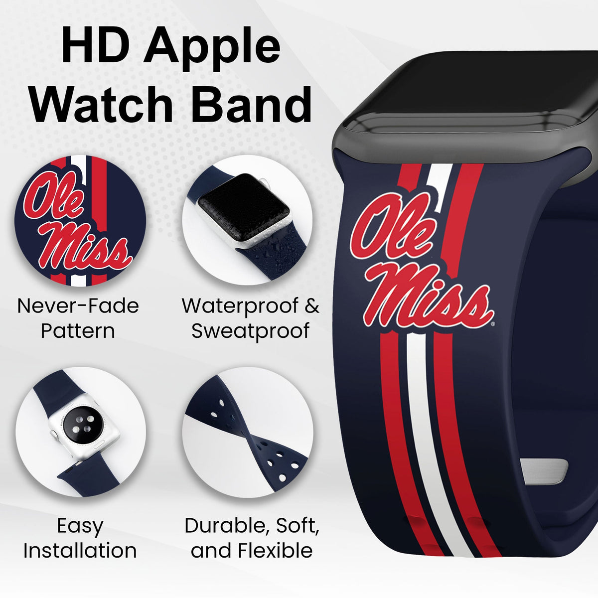 Mississippi Ole Miss HD Apple Watch Band | Affinity Bands 3