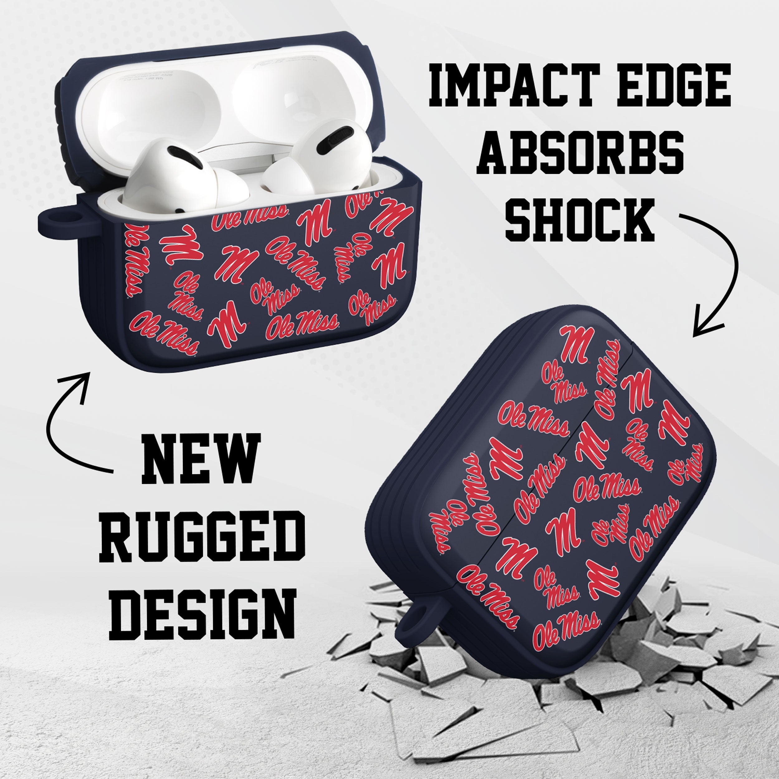 Mississippi Ole Miss Rebels HDX AirPods Pro 1 & 2 Case Cover | Affinity Bands 8