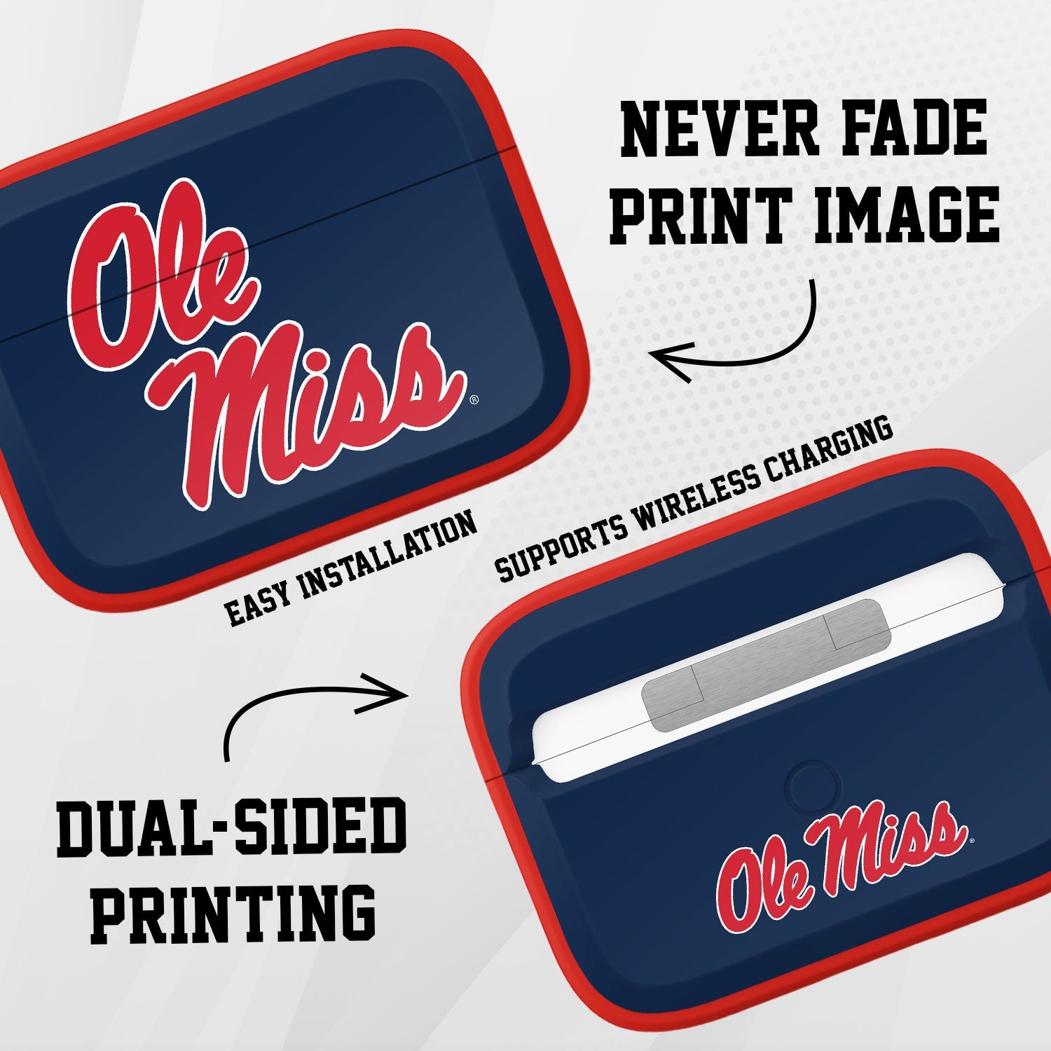 Mississippi Ole Miss Rebels HDX AirPods Pro 1 & 2 Case Cover | Affinity Bands 3