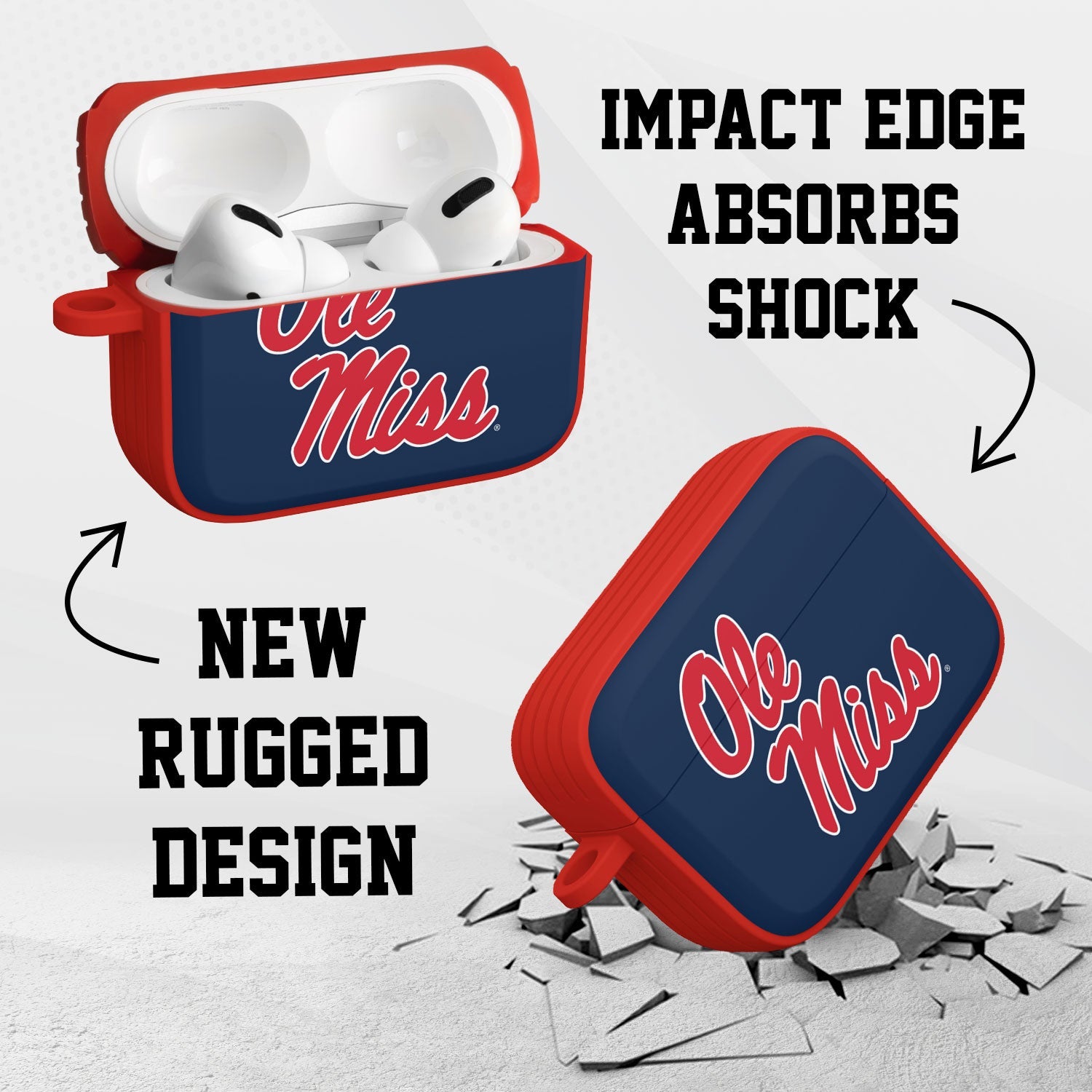 Mississippi Ole Miss Rebels HDX AirPods Pro 1 & 2 Case Cover | Affinity Bands 2