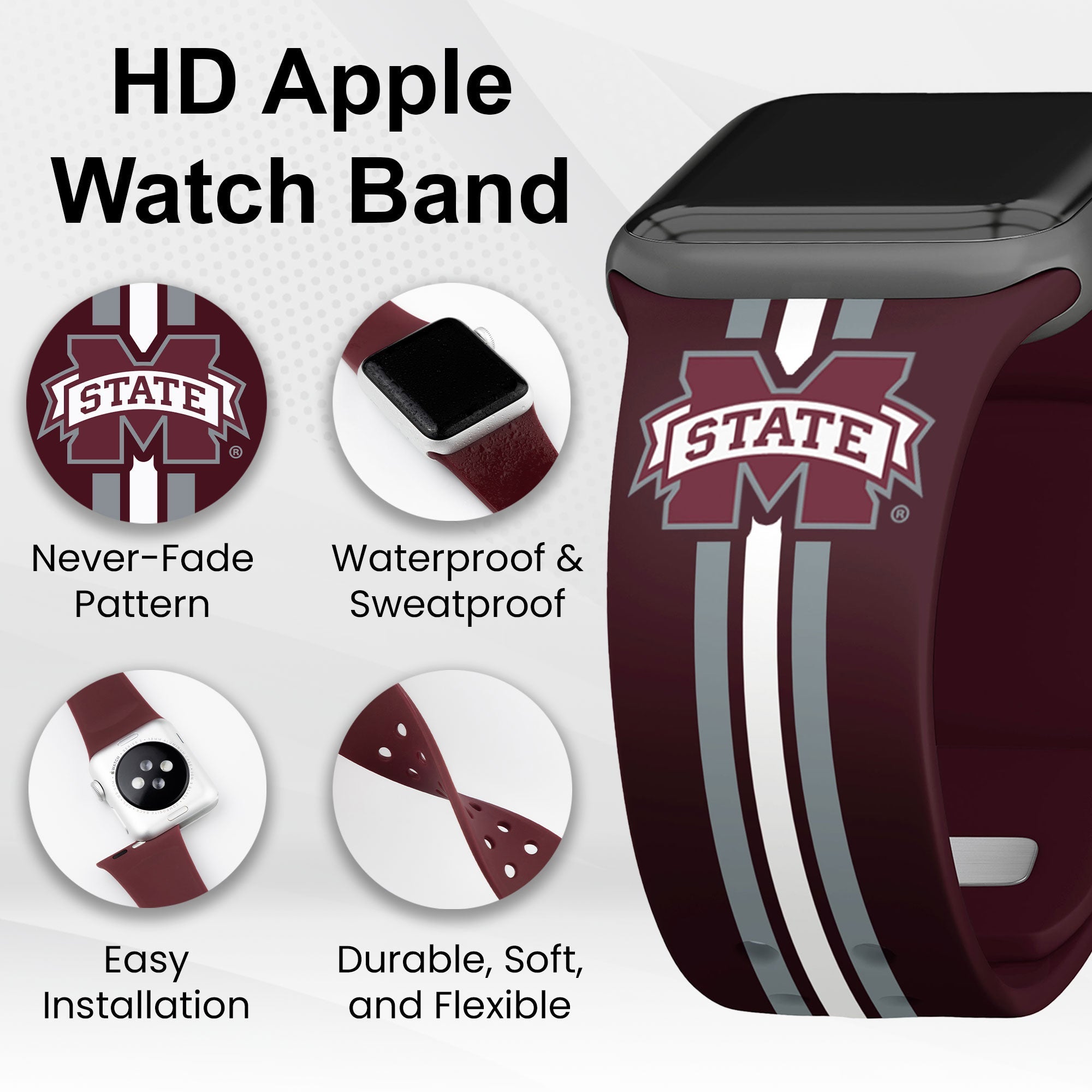 Mississippi State Bulldogs HD Apple Watch Band 3