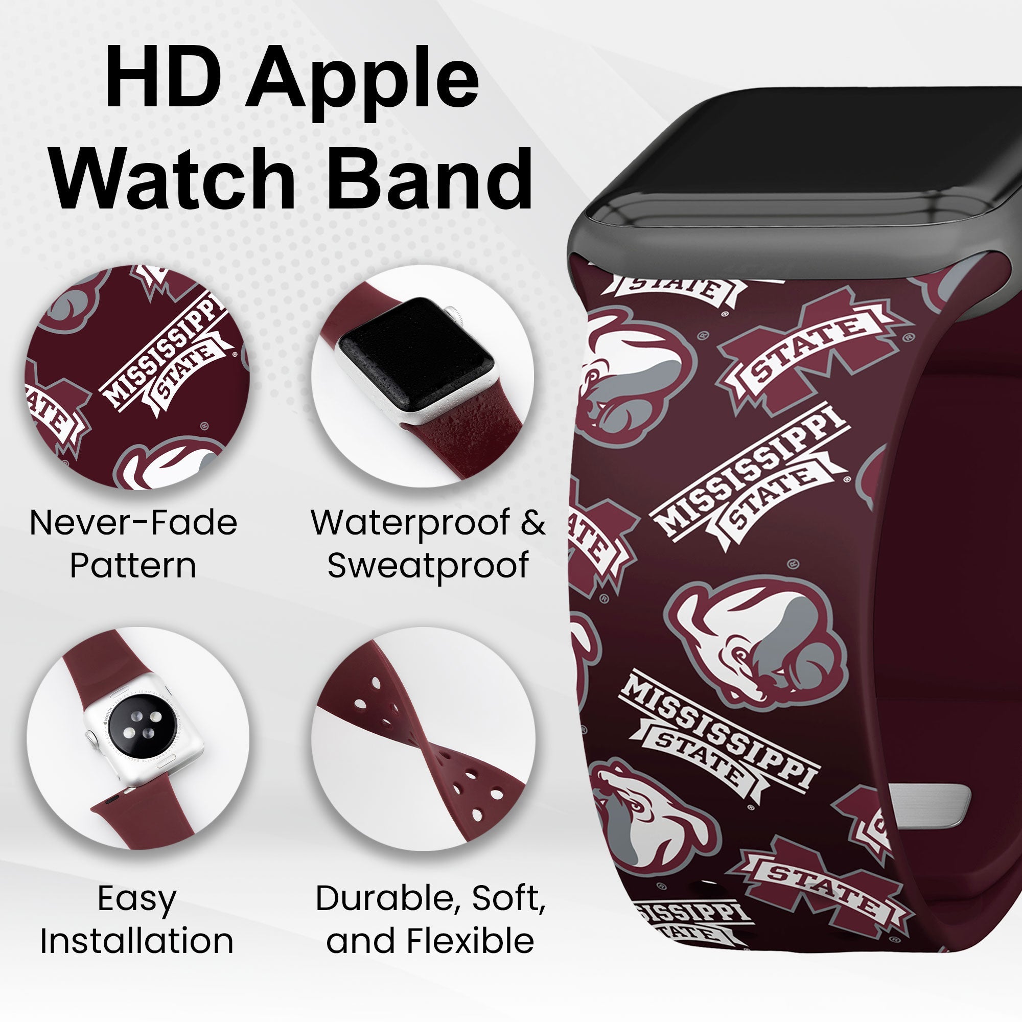 Mississippi State Bulldogs HD Apple Watch Band 11