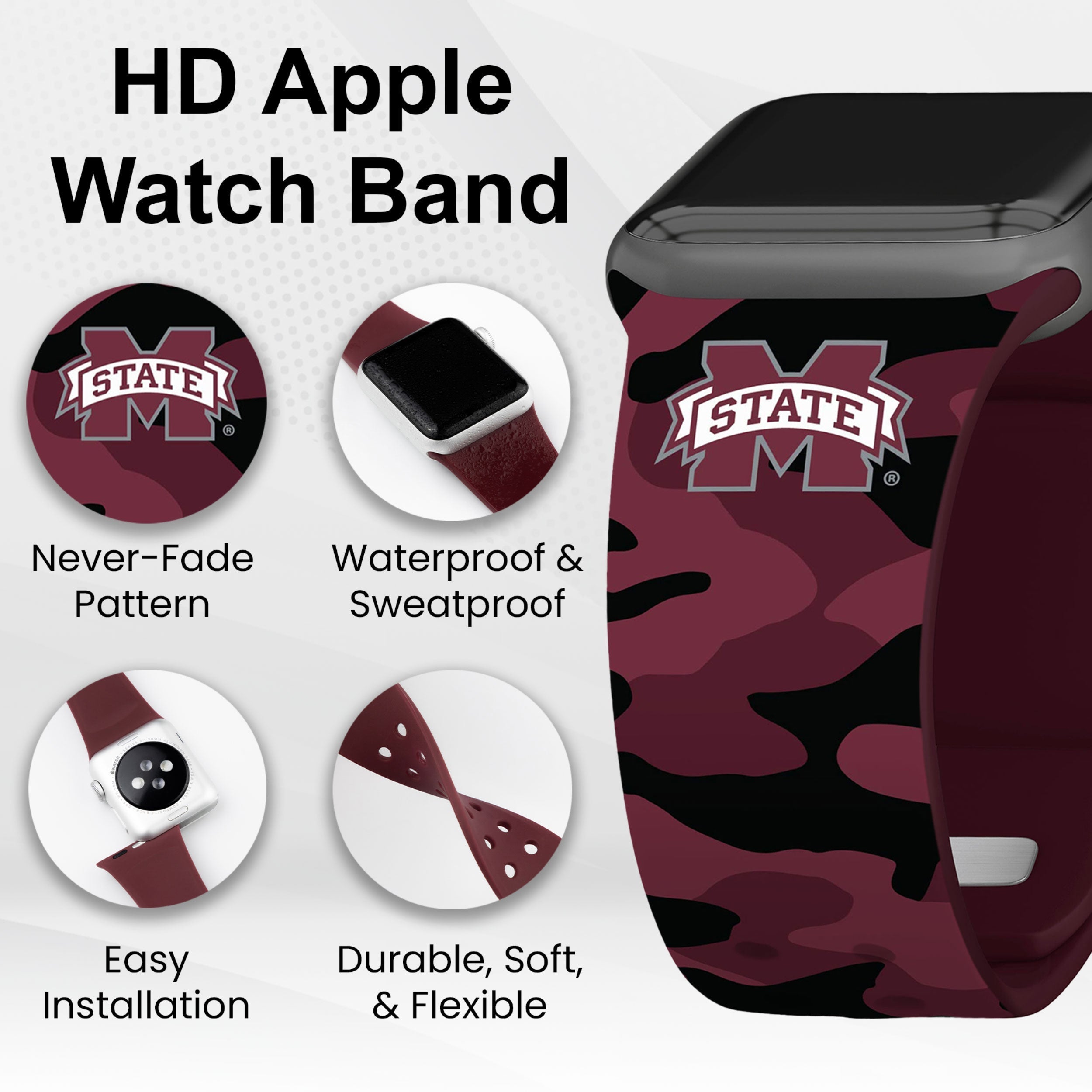 Mississippi State Bulldogs HD Apple Watch Band 22