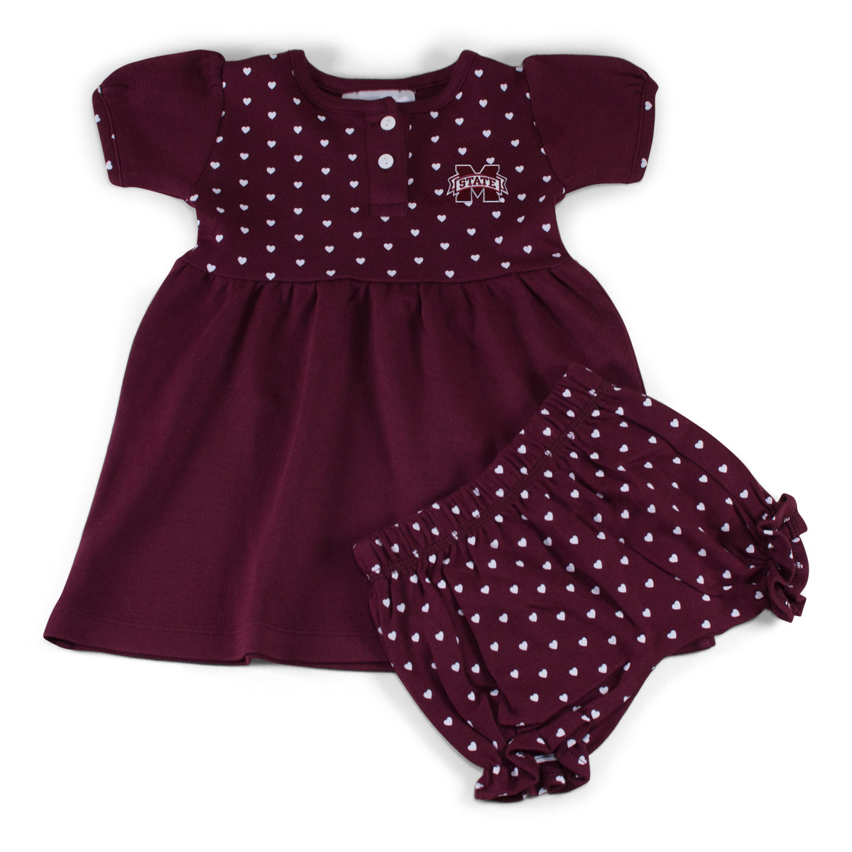 Mississippi State Girl's Heart Dress with Bloomers | Two Feet Ahead