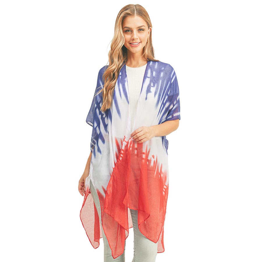 Tie Dye American Flag Kimono Poncho 1