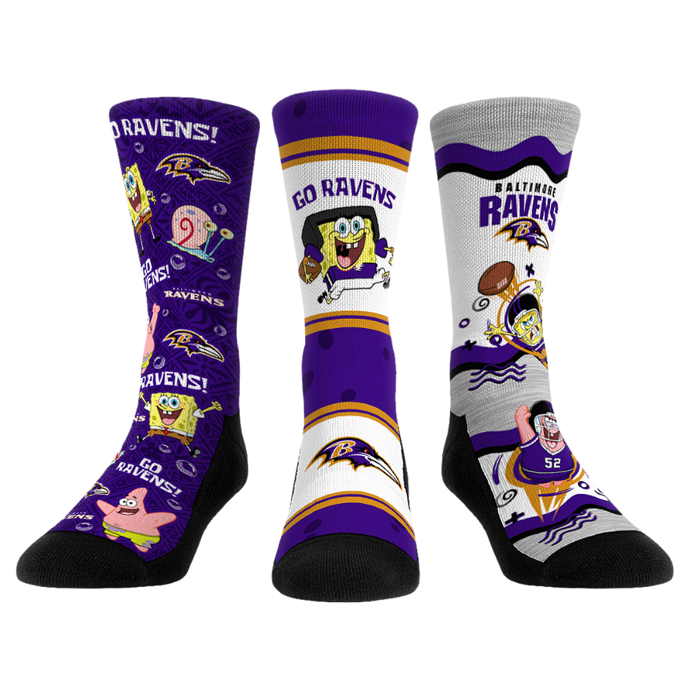 Baltimore Ravens - SpongeBob SquarePants  - 3-Pack | Rock 'Em Socks