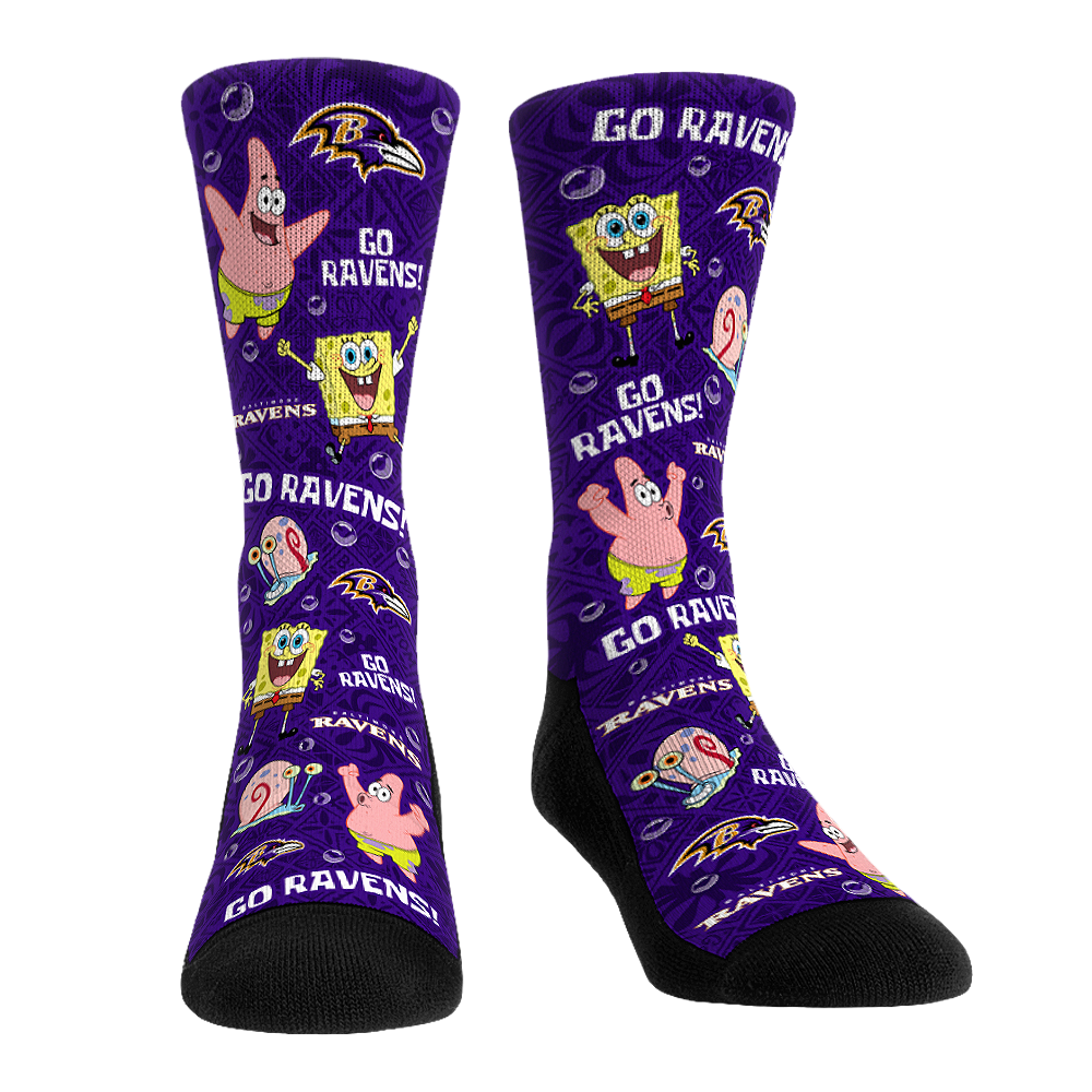 Baltimore Ravens - SpongeBob SquarePants  - Characters All-Over | Rock 'Em Socks