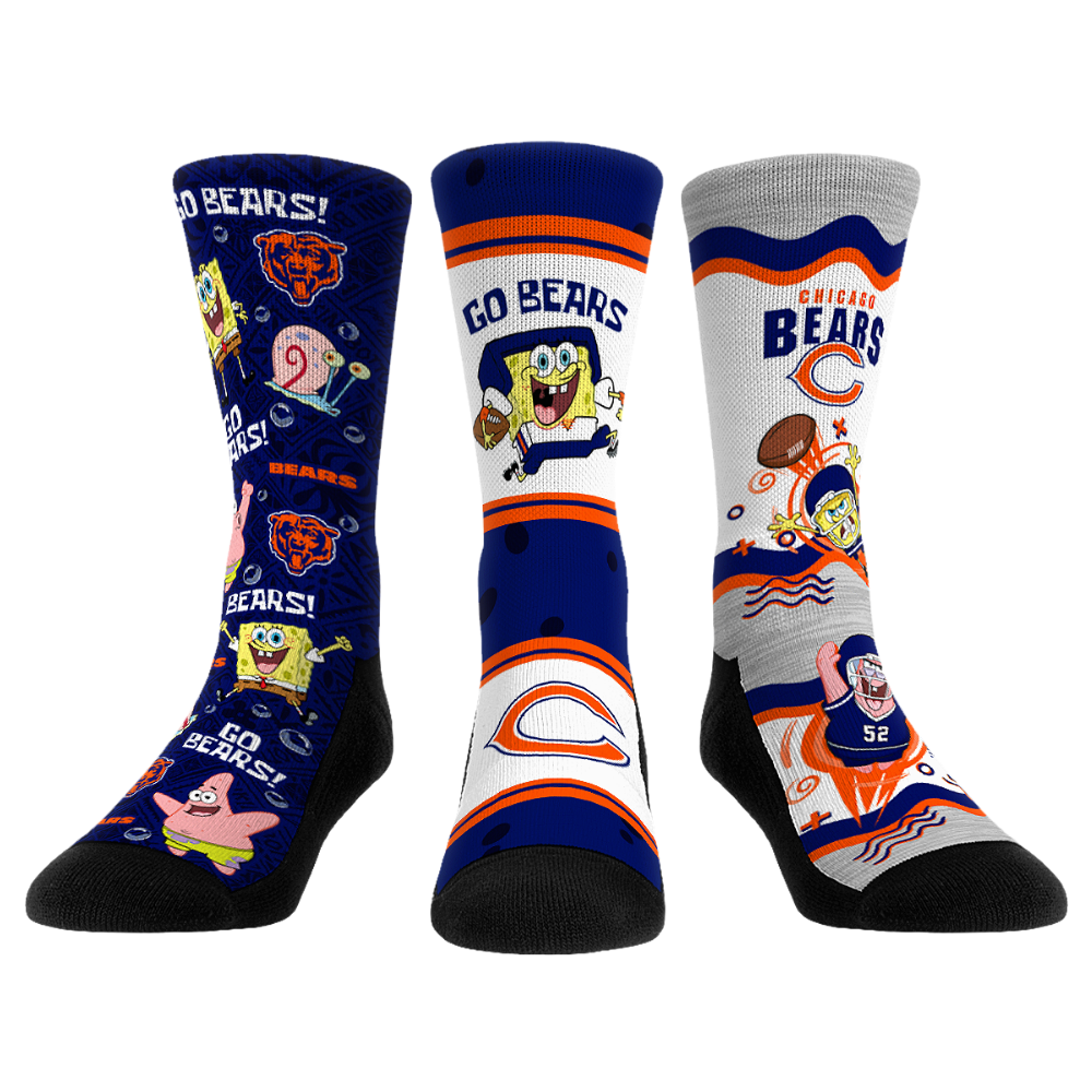 Chicago Bears - SpongeBob SquarePants  - 3-Pack | Rock 'Em Socks 1
