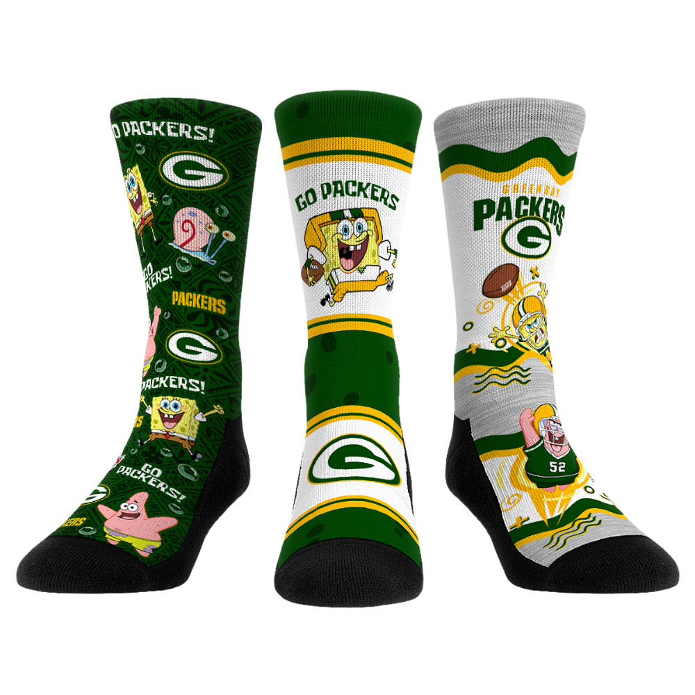 Green Bay Packers - SpongeBob SquarePants  - 3-Pack | Rock 'Em Socks 1