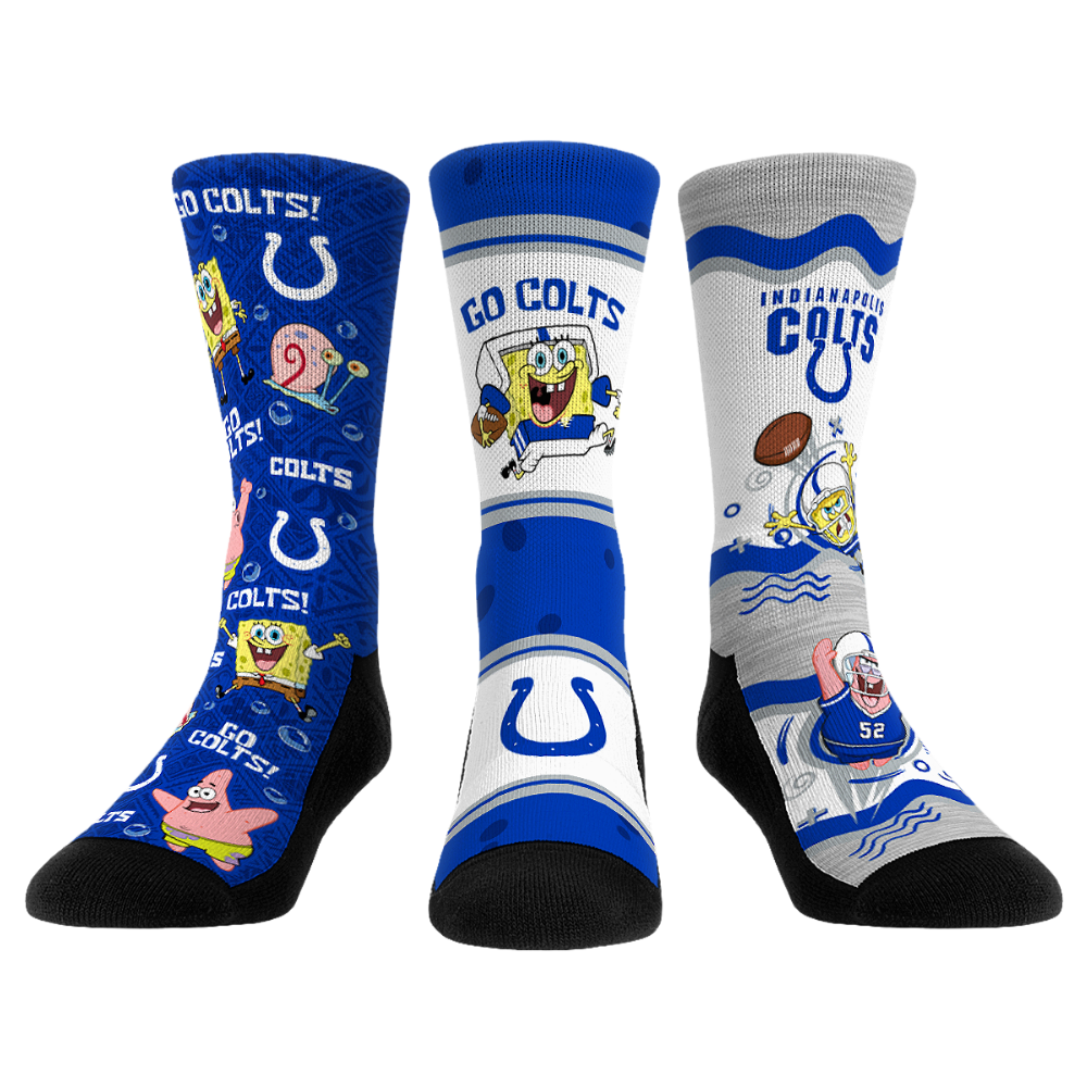 Indianapolis Colts - SpongeBob SquarePants  - 3-Pack | Rock 'Em Socks 1