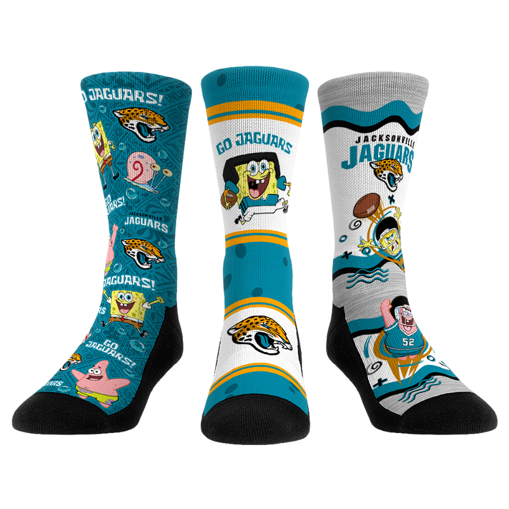 Jacksonville Jaguars - SpongeBob SquarePants  - 3-Pack | Rock 'Em Socks 1
