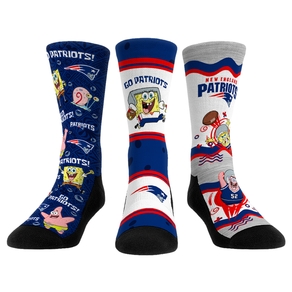 New England Patriots - SpongeBob SquarePants  - 3-Pack | Rock 'Em Socks 1