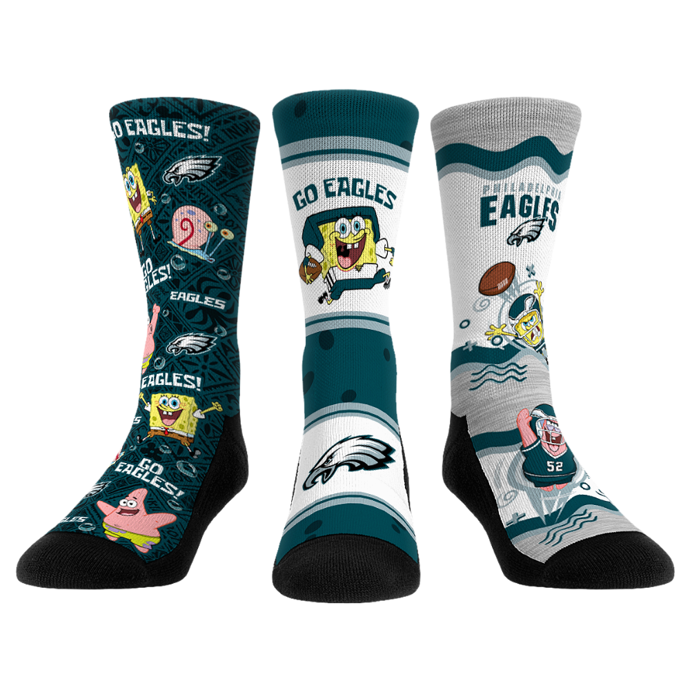 Philadelphia Eagles - SpongeBob SquarePants  - 3-Pack | Rock 'Em Socks 1