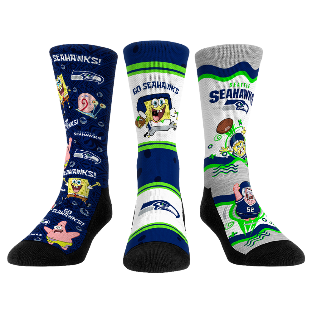 Seattle Seahawks - SpongeBob SquarePants  - 3-Pack | Rock 'Em Socks