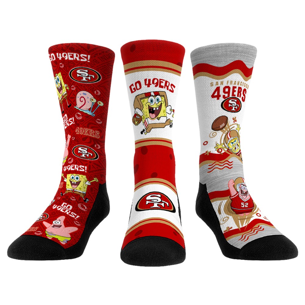San Francisco 49ers - SpongeBob SquarePants  - 3-Pack | Rock 'Em Socks