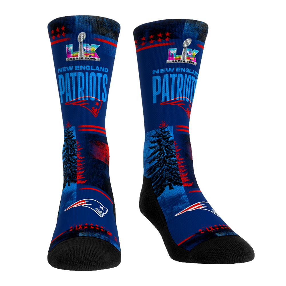 New England Patriots - Super Bowl LX - Ink Stripes | Rock 'Em Socks 1