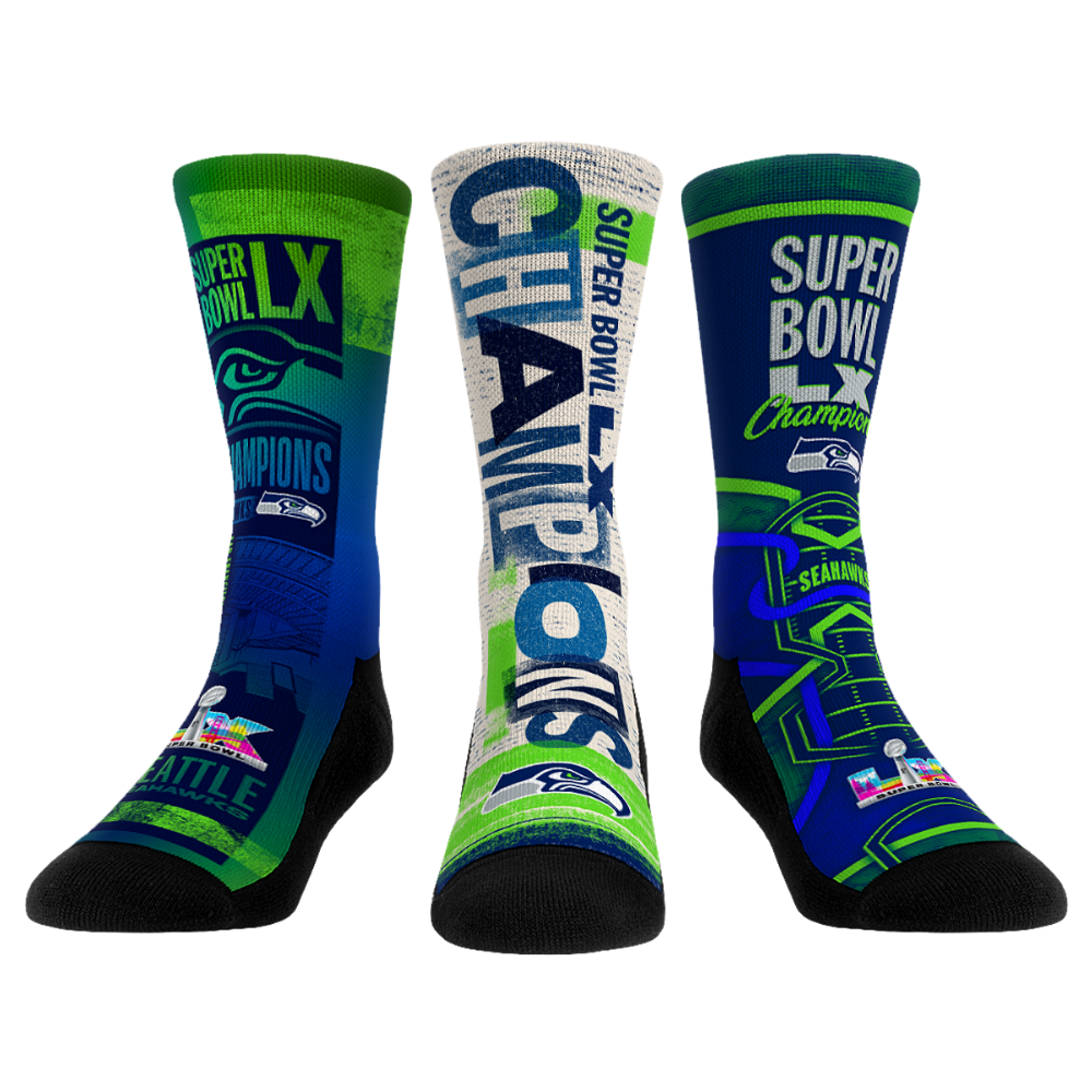 Seattle Seahawks - Super Bowl LX Champions - 3-Pack | Rock 'Em Socks 1