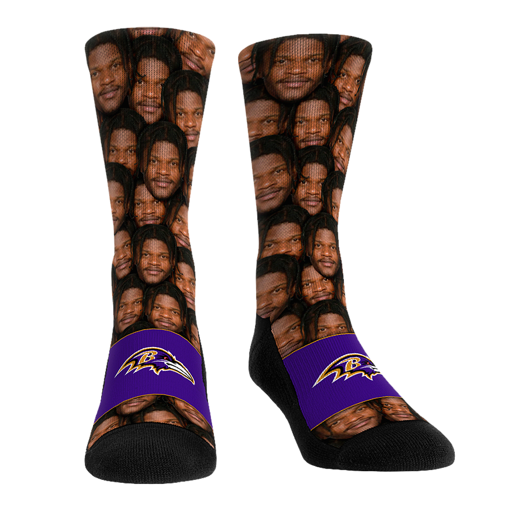 Lamar Jackson - Baltimore Ravens  - Face Repeat | Rock 'Em Socks 1