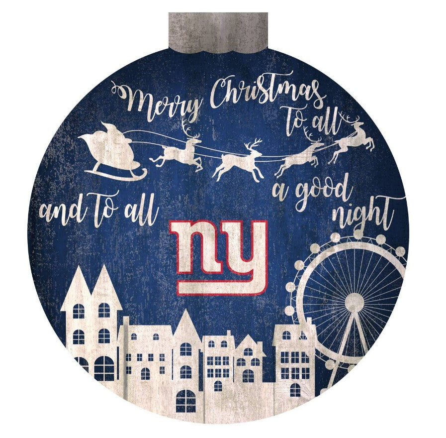 New York Giants 12" Christmas Village Wall Art Wood Sign 1