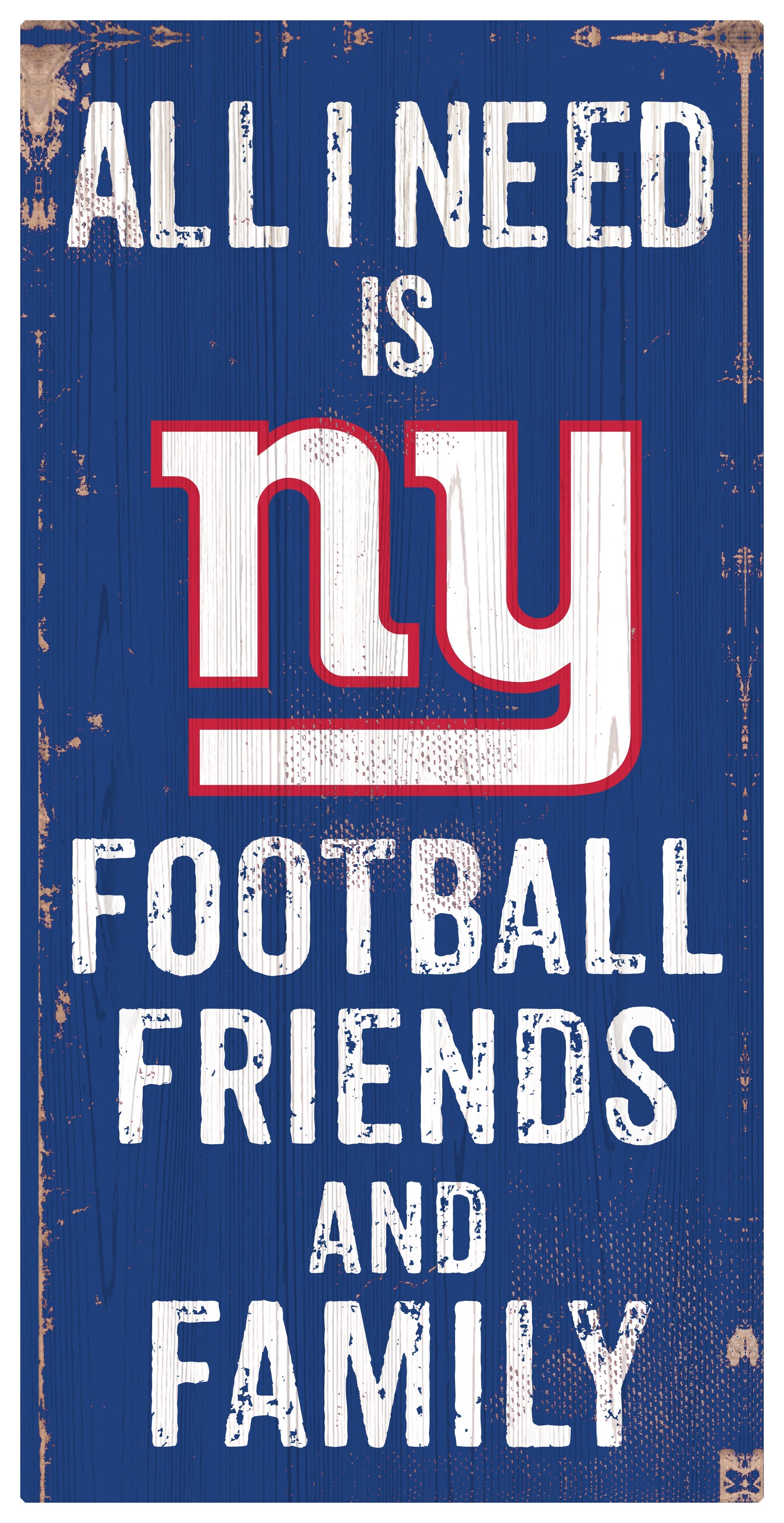 New York Giants Football, Friends, & Family Blue Wood Sign 1