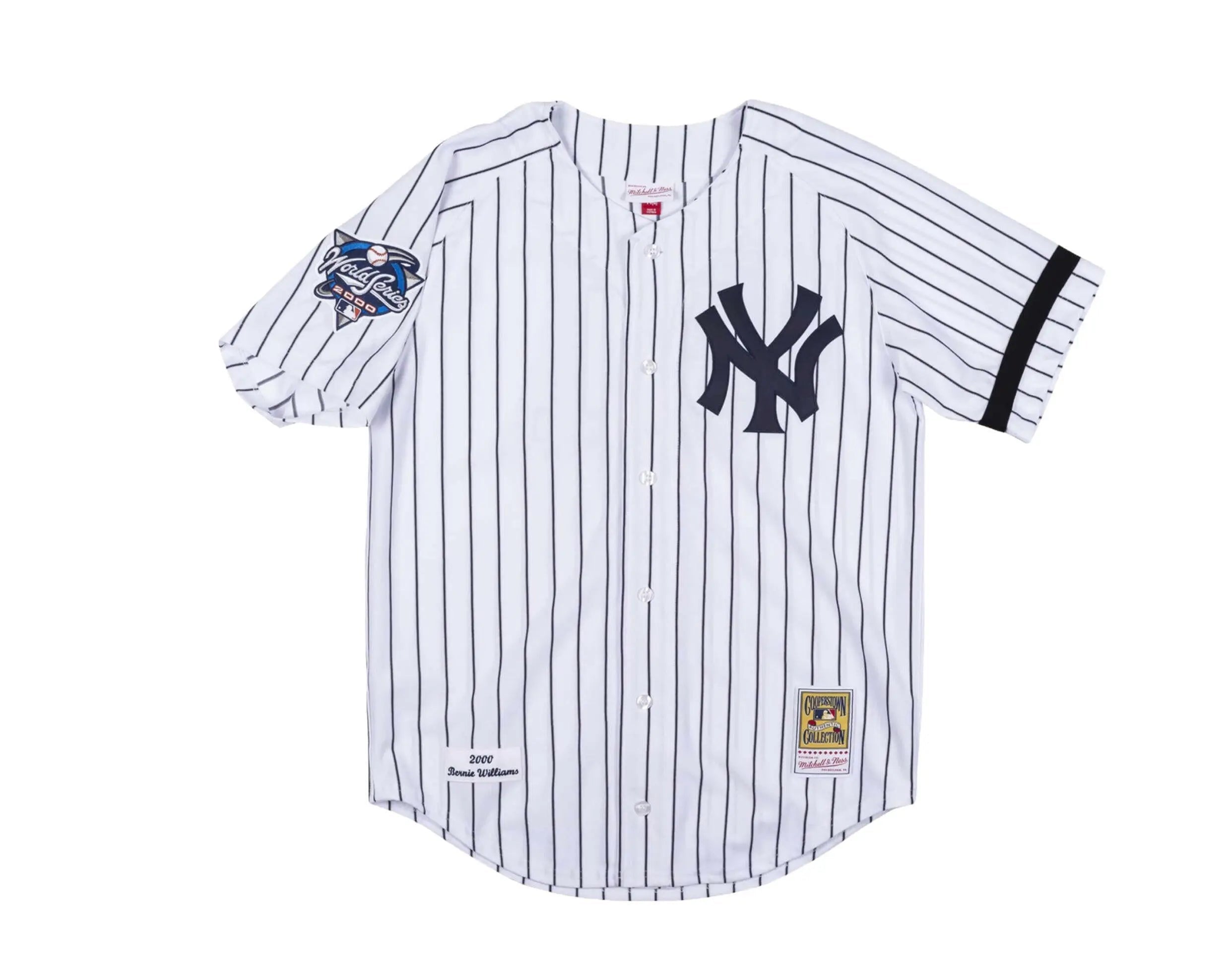 Mitchell & Ness Authentic New York Yankees 2000 WS Bernie Williams Men Jersey White/Navy Pinstripe 1