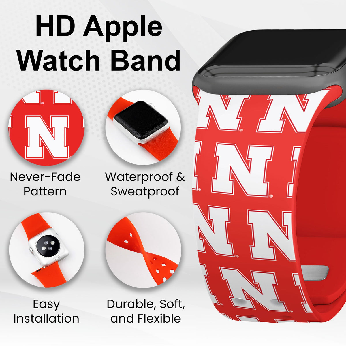 Nebraska Huskers HD Apple Watch Band | Affinity Bands 7