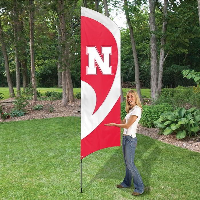 Nebraska Huskers Tall Team Feather Flag With Flagpole