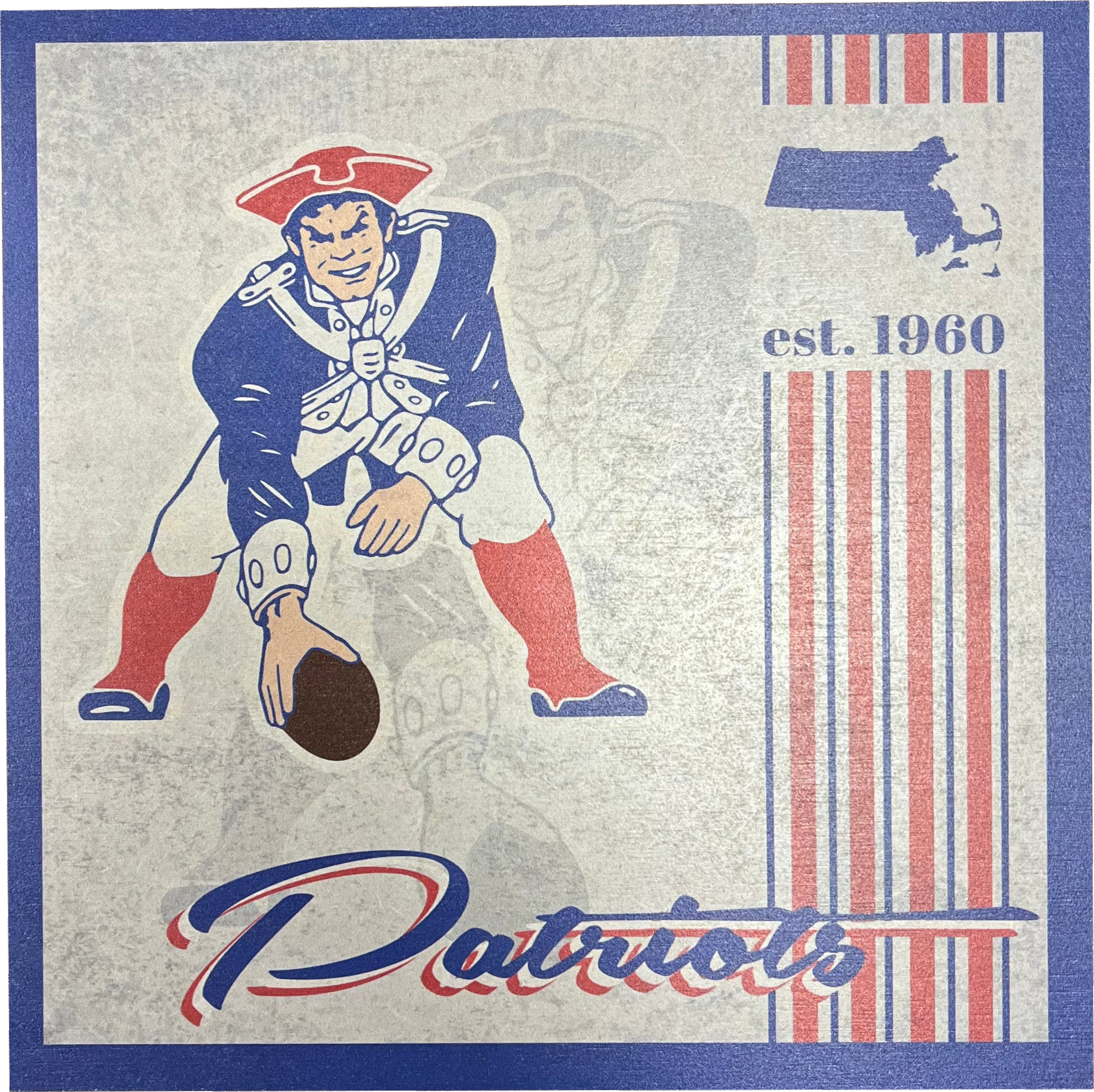 New England Patriots 9.5'' x 9.5'' Throwback Album Wood Sign 1