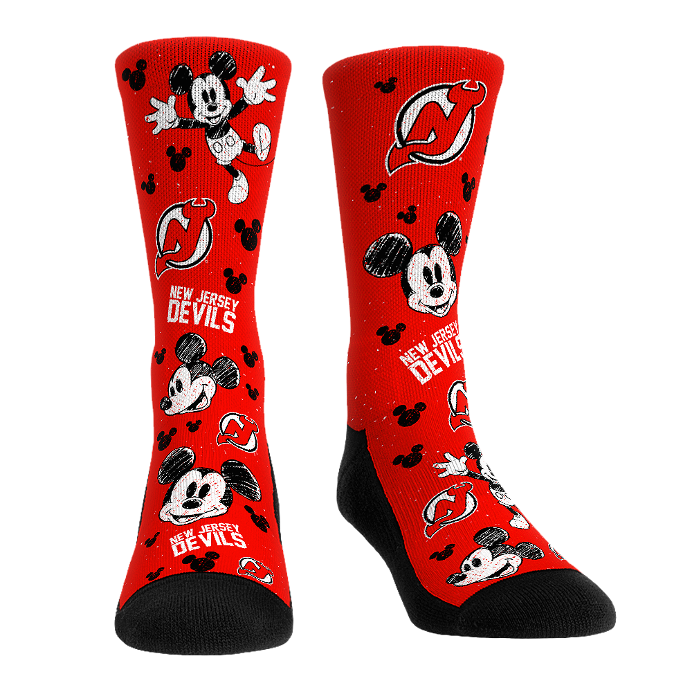 New Jersey Devils - Disney - Mickey Sketch | Rock 'Em Socks