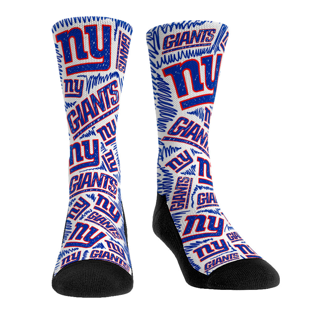 New York Giants - Logo Sketch (White) | Rock 'Em Socks 1