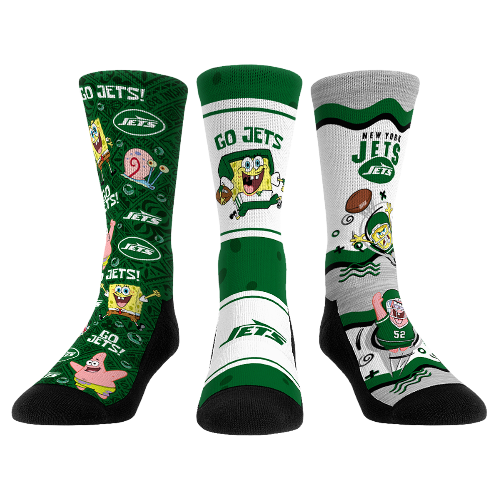New York Jets - SpongeBob SquarePants  - 3-Pack | Rock 'Em Socks 1