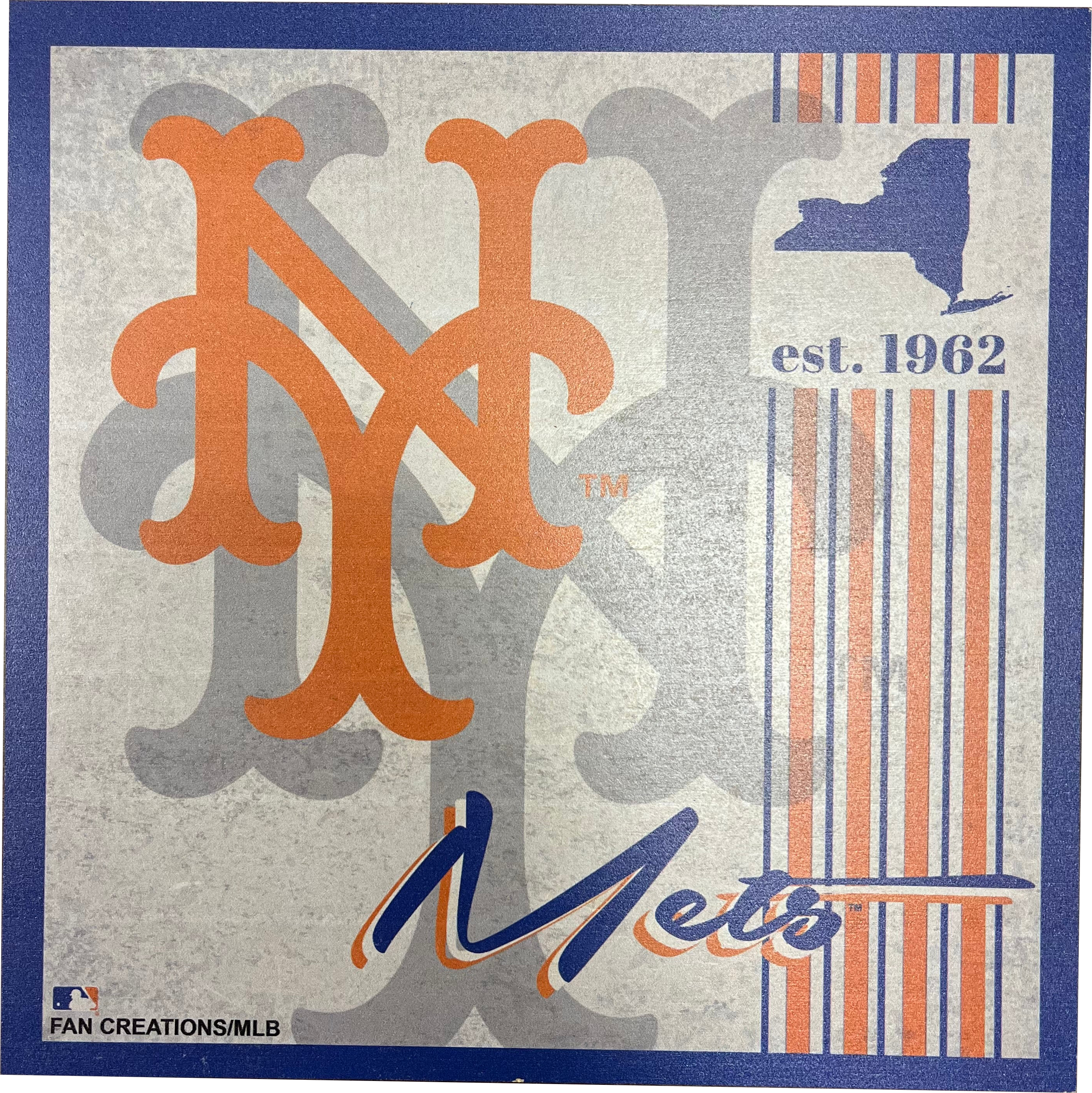 New York Mets 9.5'' x 9.5'' Throwback Album Wood Sign 1