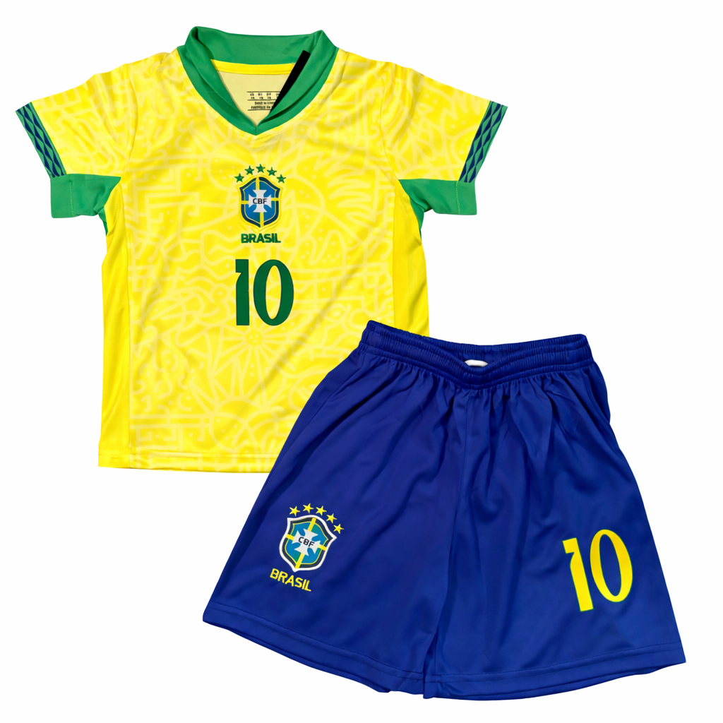 Neymar Jr Brazil Kids Soccer Jersey Set Football Youth Toddler Sizes 1