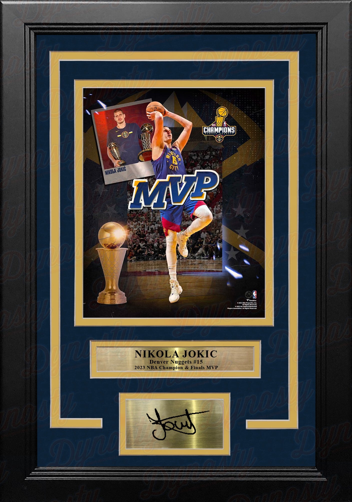 Nikola Jokic 2023 NBA Finals MVP Denver Nuggets 8x10 Framed Basketball Photo with Engraved Autograph 1