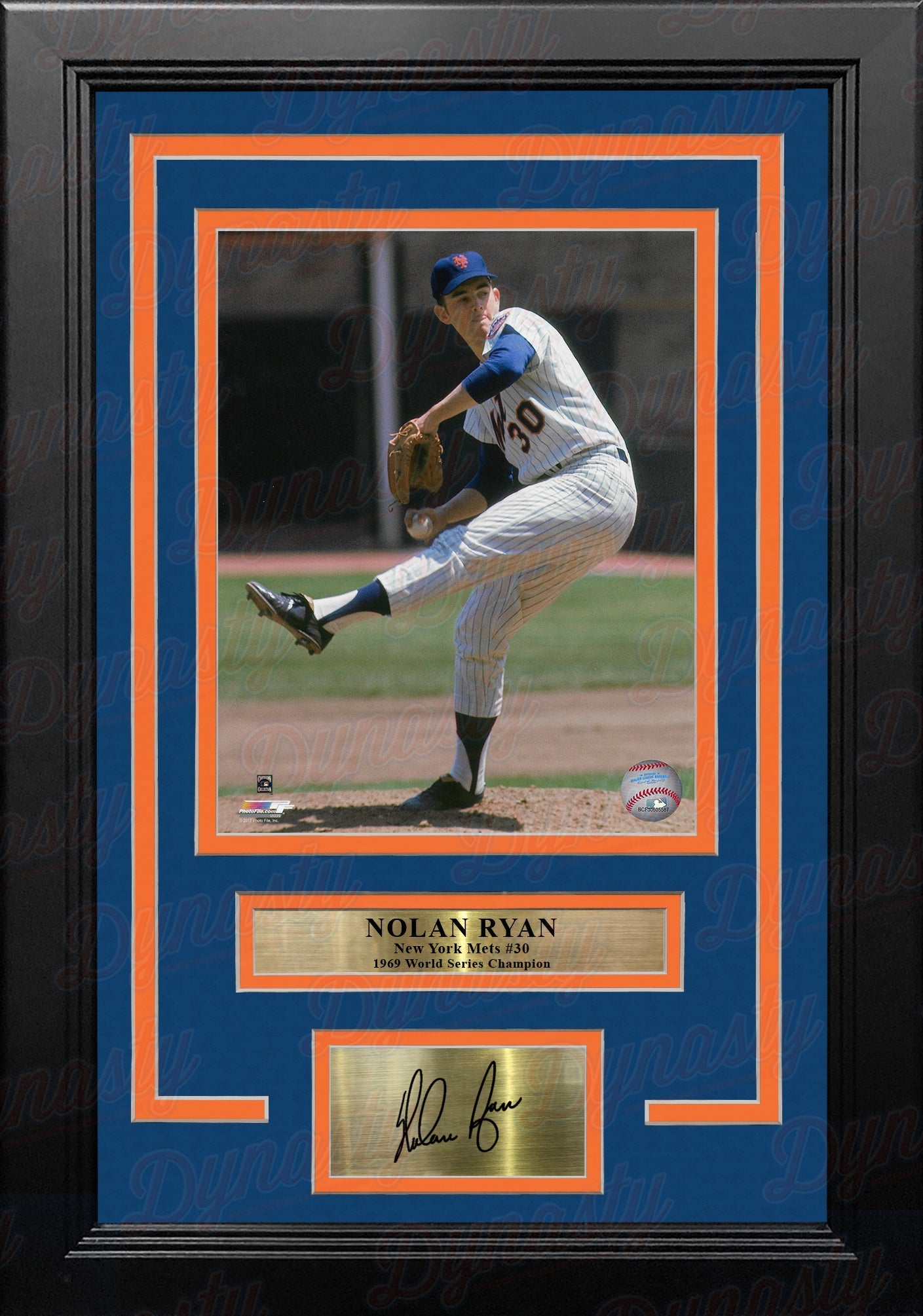 Nolan Ryan in Action New York Mets 8" x 10" Framed Baseball Photo with Engraved Autograph 1