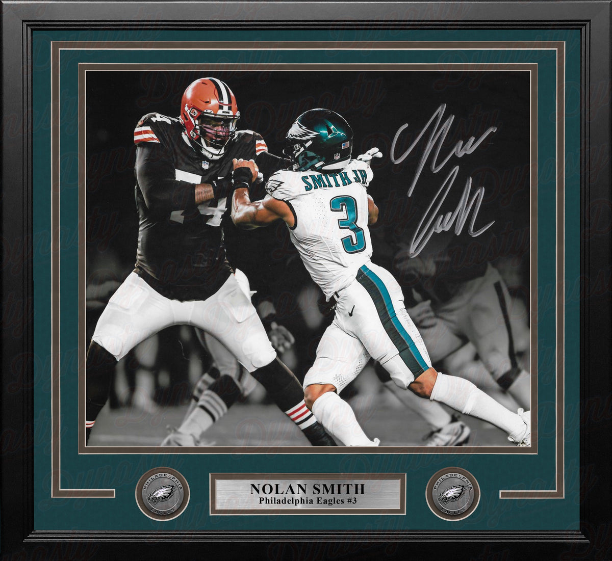 Nolan Smith Blackout Action Philadelphia Eagles Autographed 11" x 14" Framed Football Photo 1