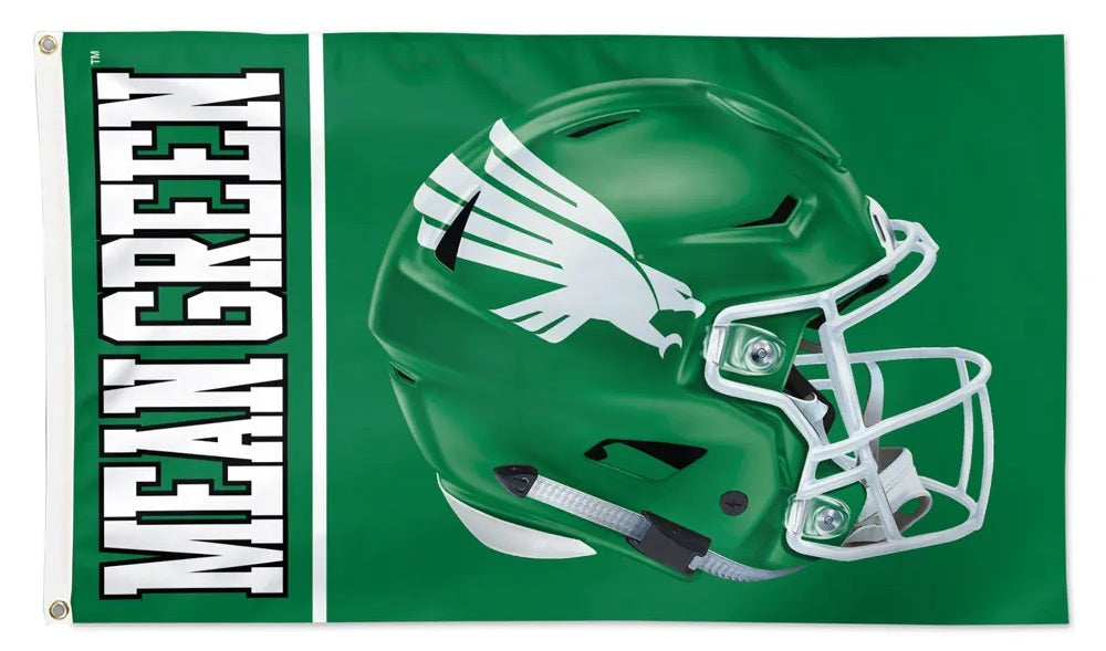 North Texas Mean Green Helmet 3x5 Flag