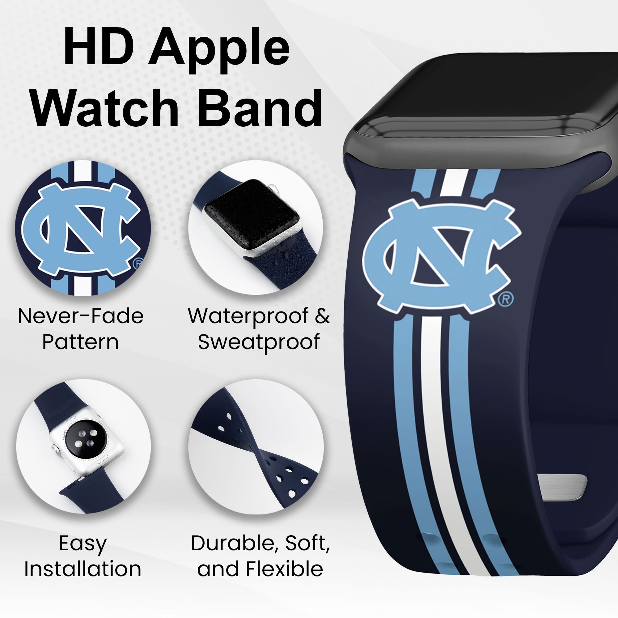 North Carolina Tar Heels HD Apple Watch Band 3