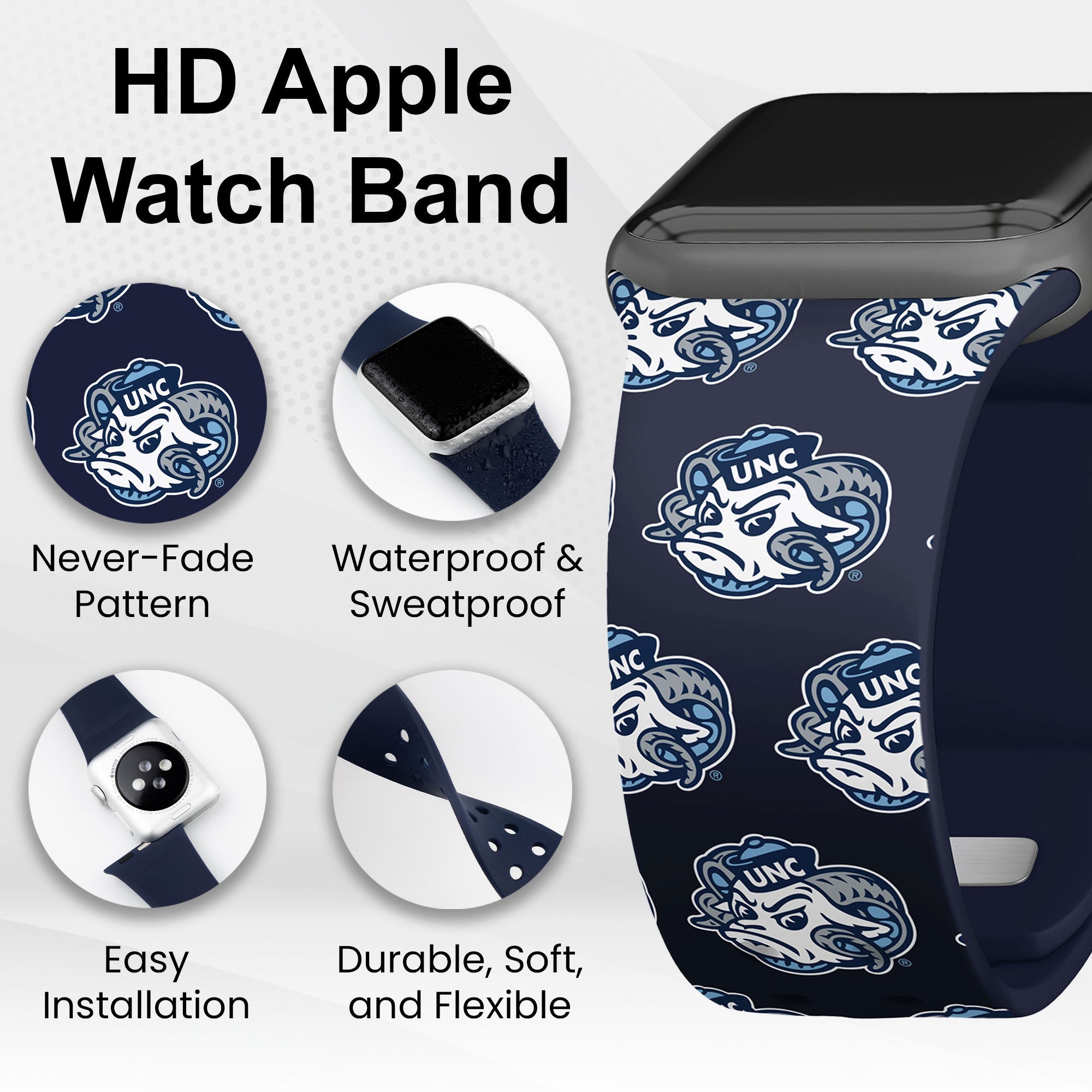 North Carolina Tar Heels HD Apple Watch Band 7