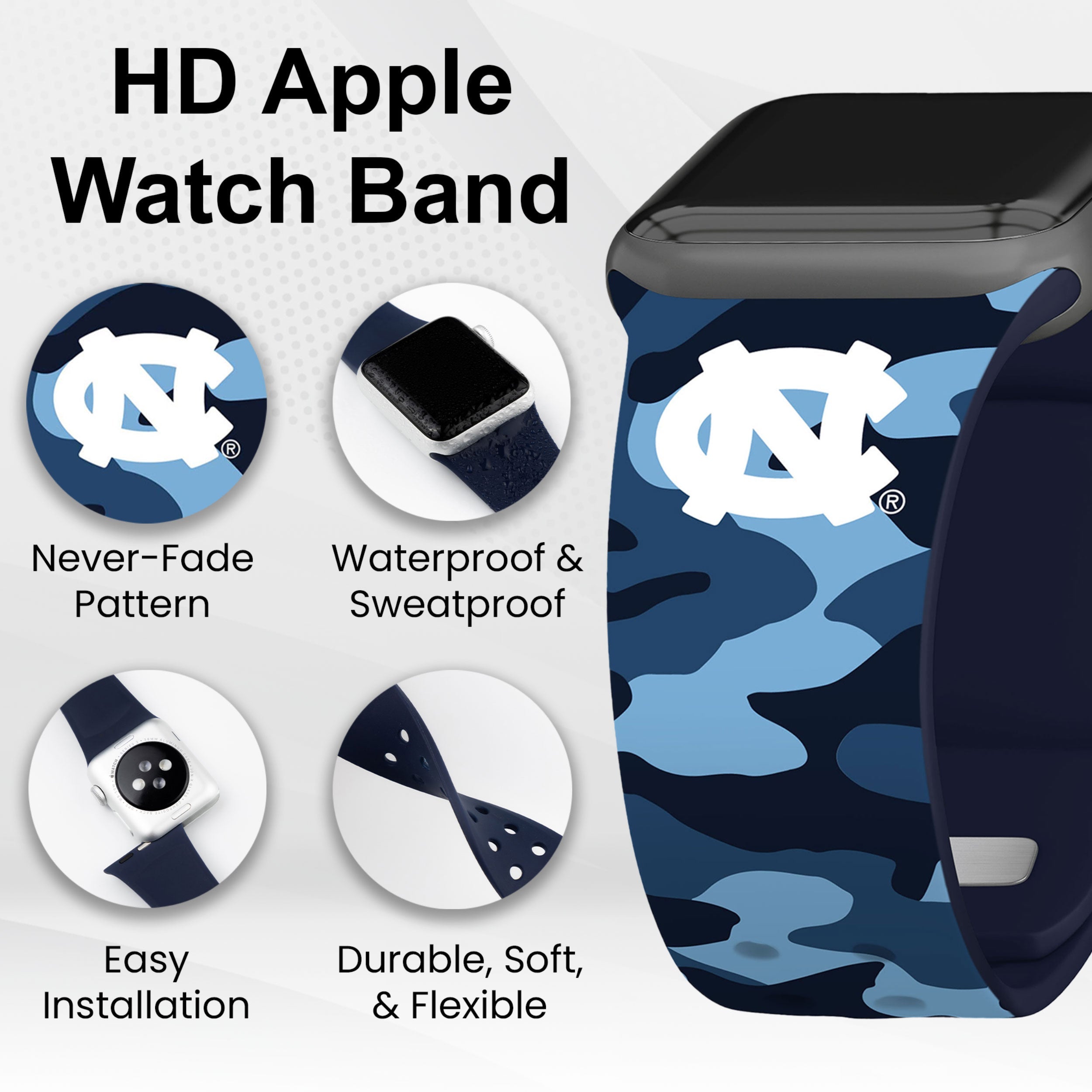 North Carolina Tar Heels HD Apple Watch Band 18