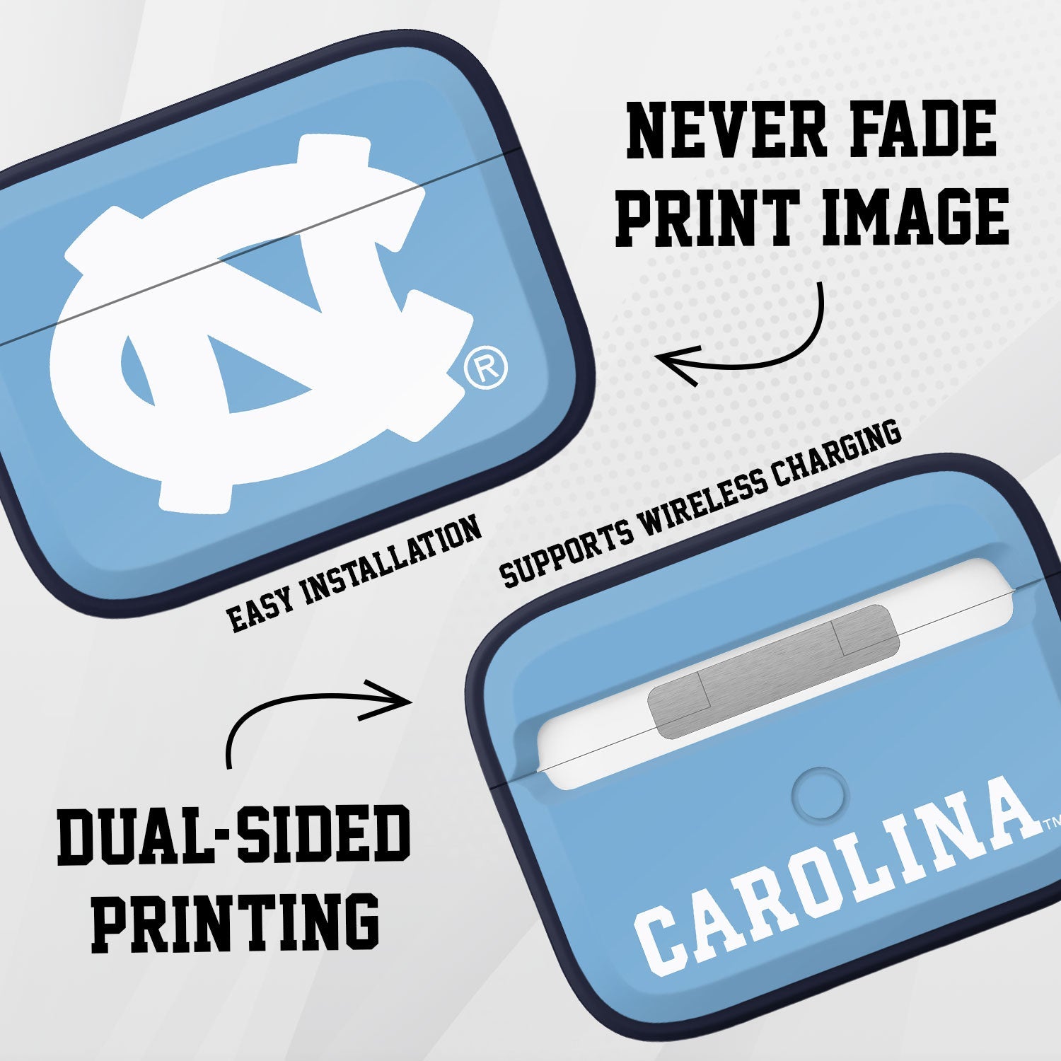 North Carolina Tar Heels HDX Apple AirPods Pro 1 & 2 Case Cover (Classic) | Affinity Bands 3