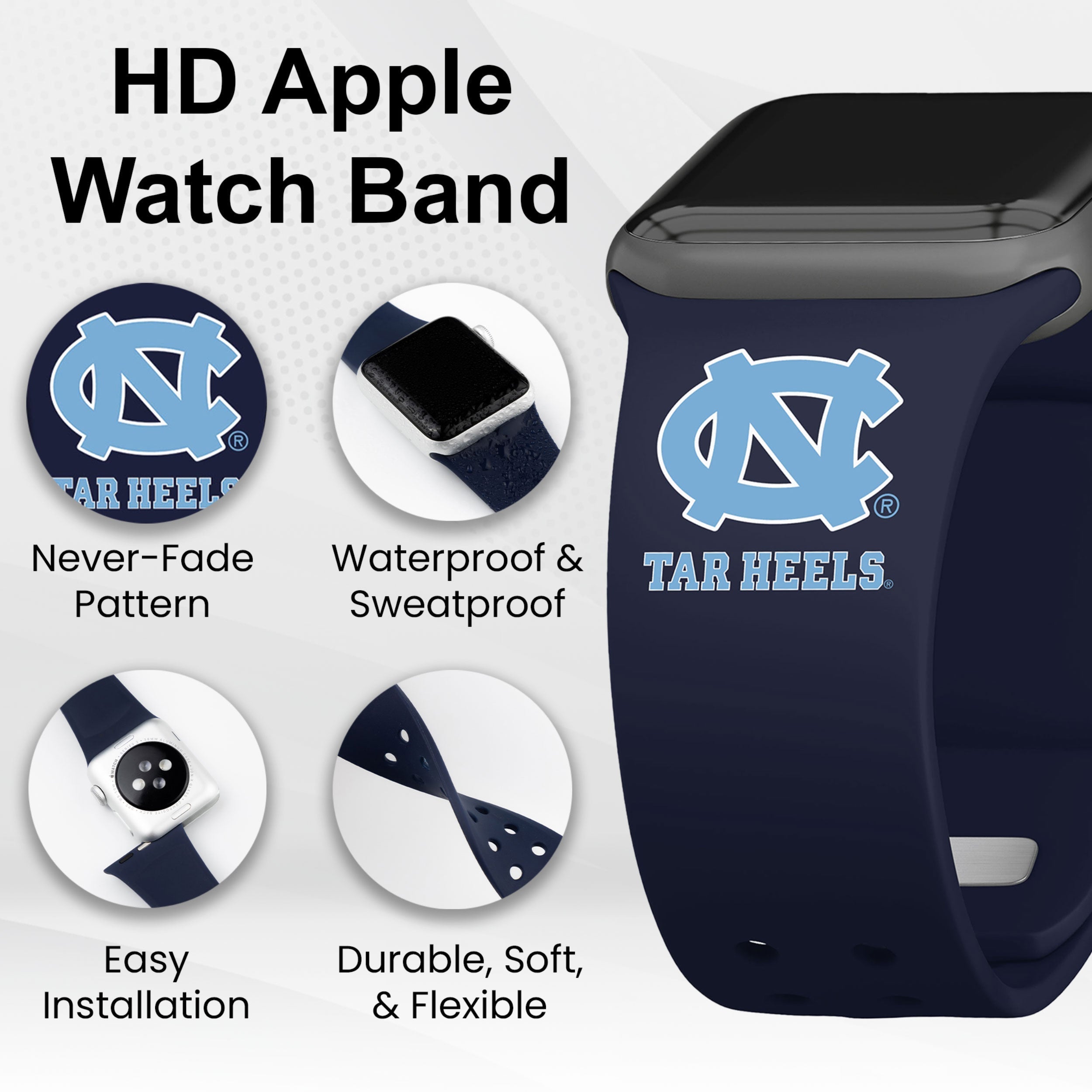 North Carolina Tar Heels HD Apple Watch Band 10