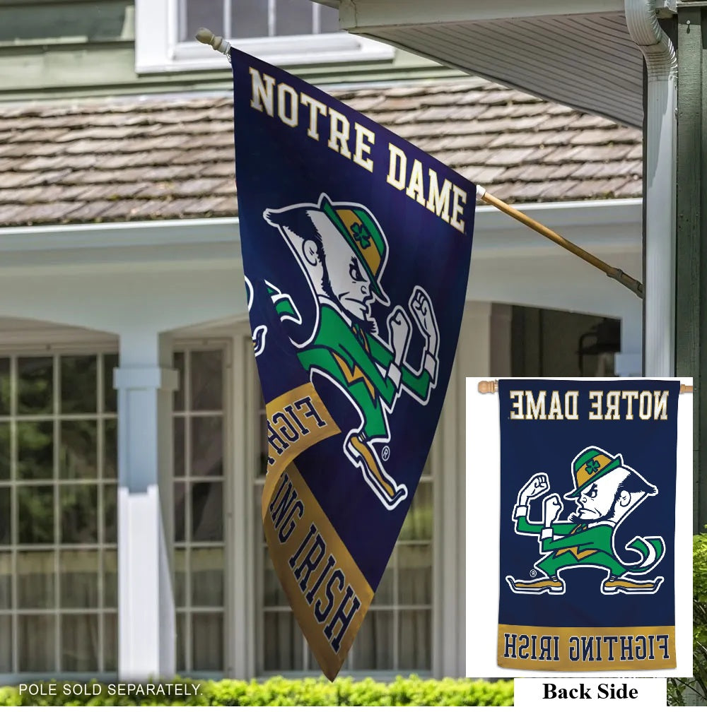 Notre Dame Fighting Irish Flag Leprechaun House Banner