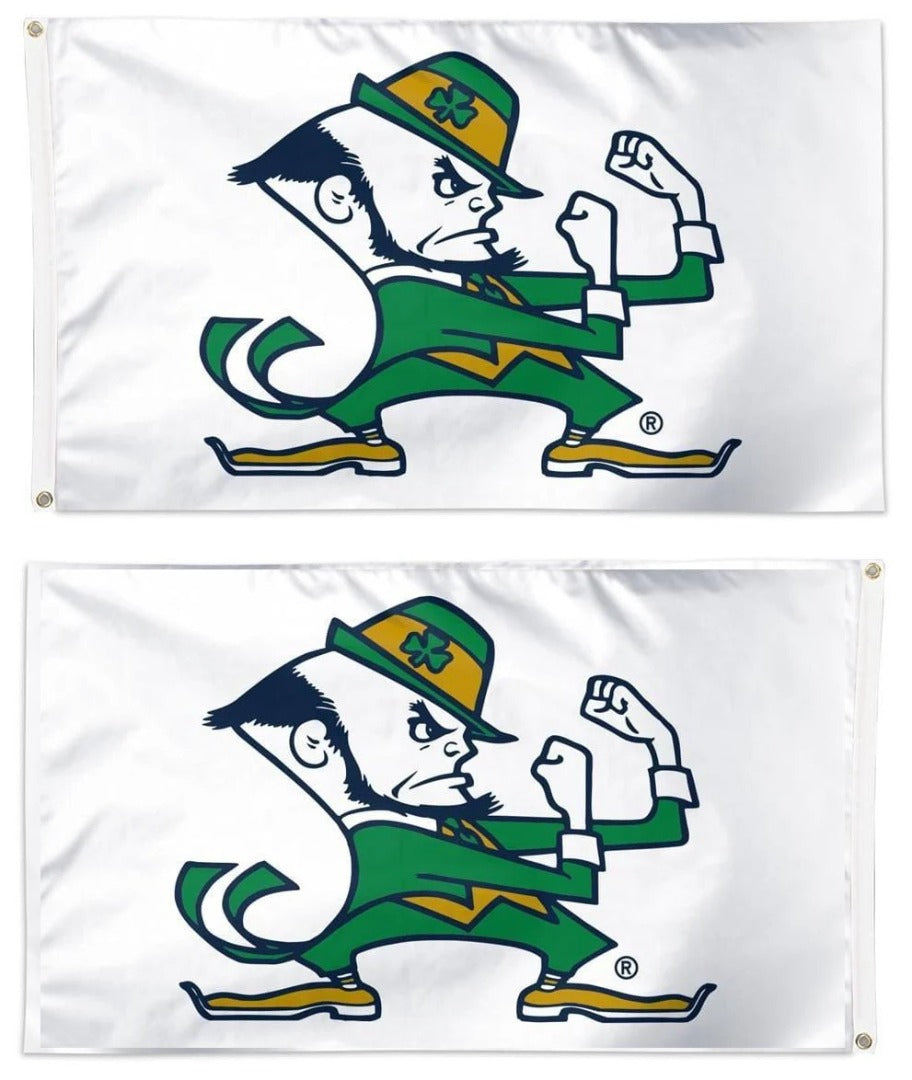 Notre Dame Flag 3x5 Leprechaun White 2 Sided