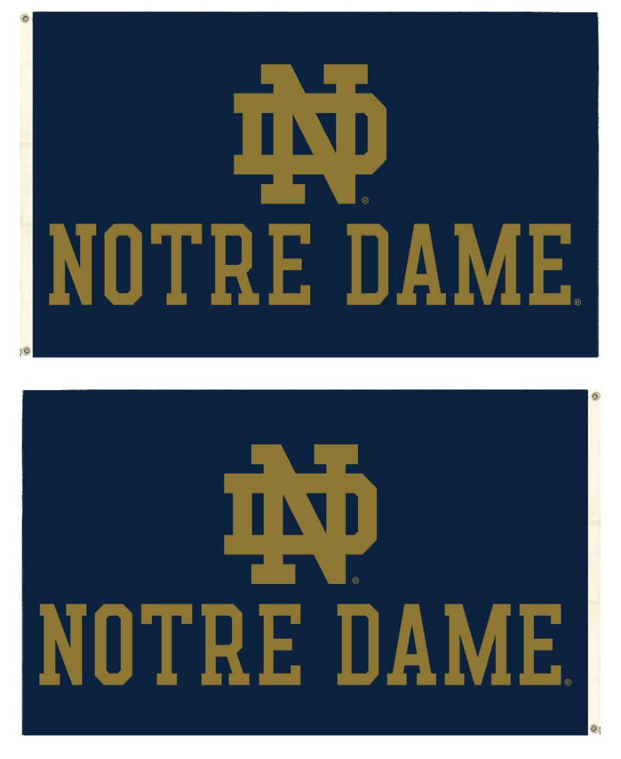 Notre Dame Flag 3x5 ND Dark Gold Logo 2 Sided