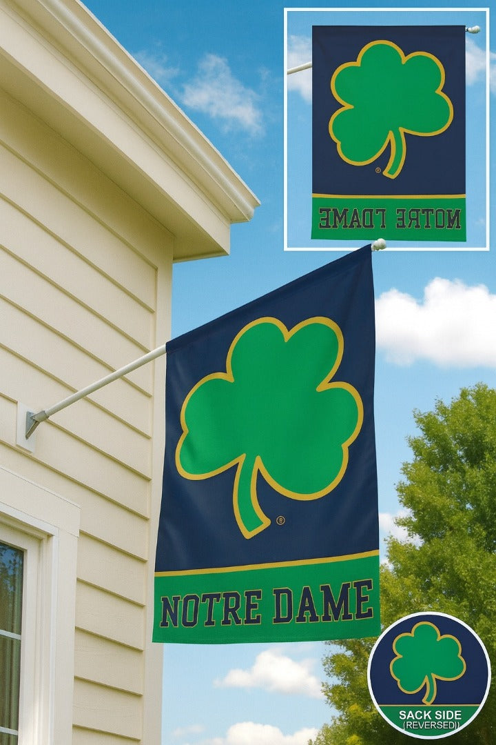 Notre Dame Flag Clover Logo House Banner