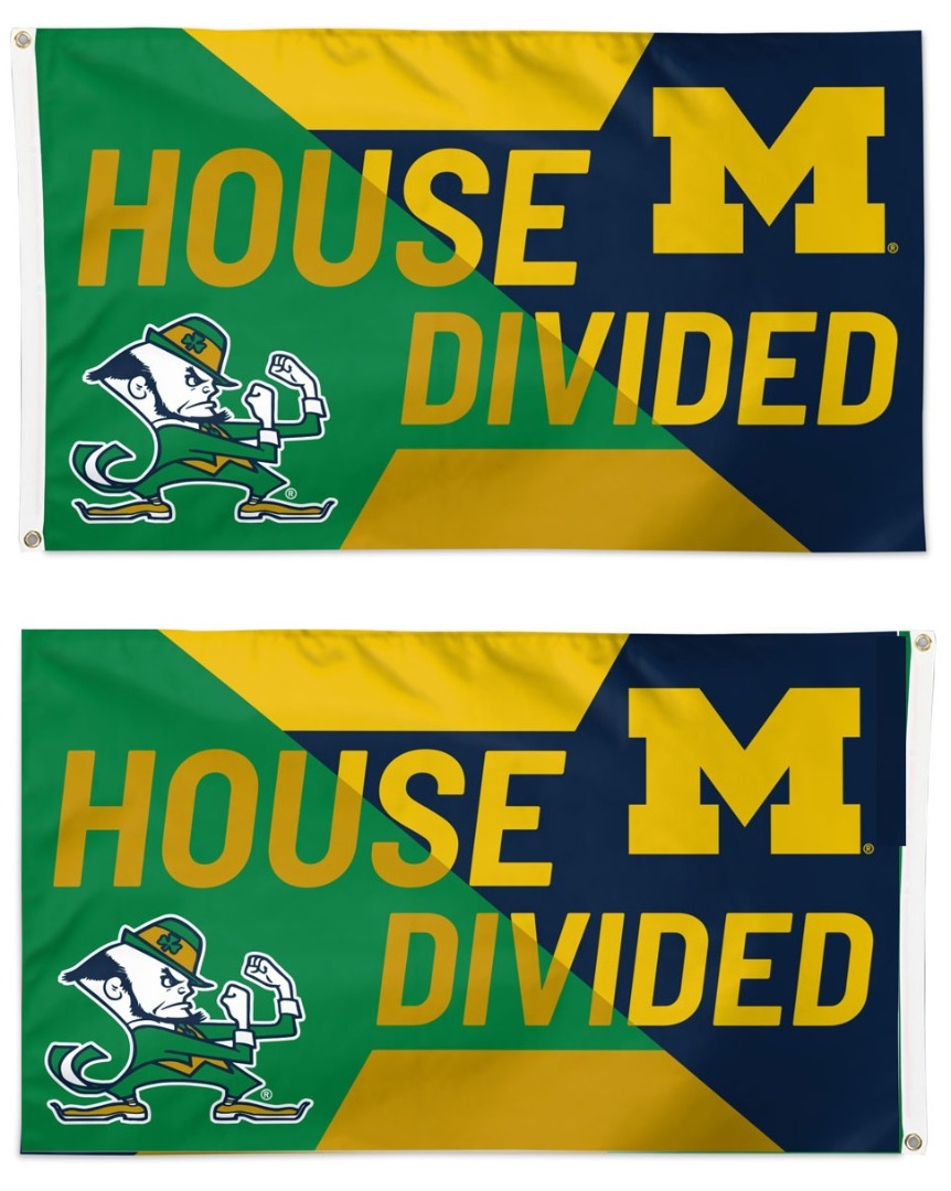 Notre Dame vs Michigan House Divided Flag 2 Sided